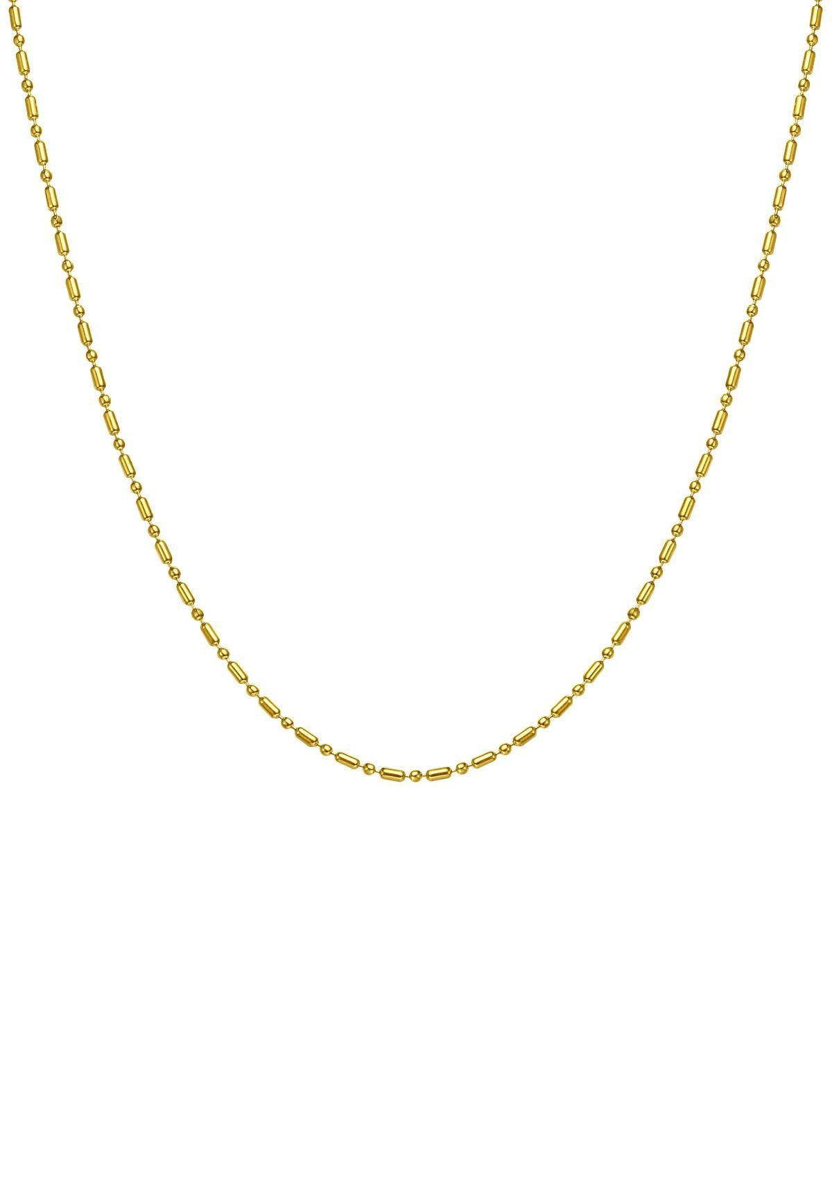 Hey Happiness Kette ohne Anhänger Damen Kugel Stab, Viereck Perlenkette 18K Roségold Vergoldet, Basic Edelstahl Erbskette Layer Look, wasserfest