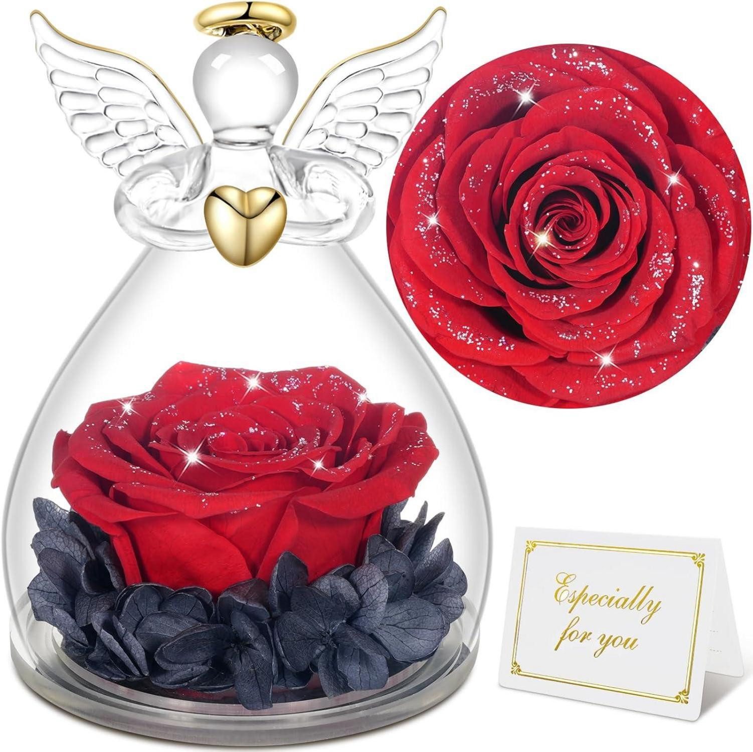 Schmuckset Ewige Rosen Engel Geschenkbox Echte Blume für