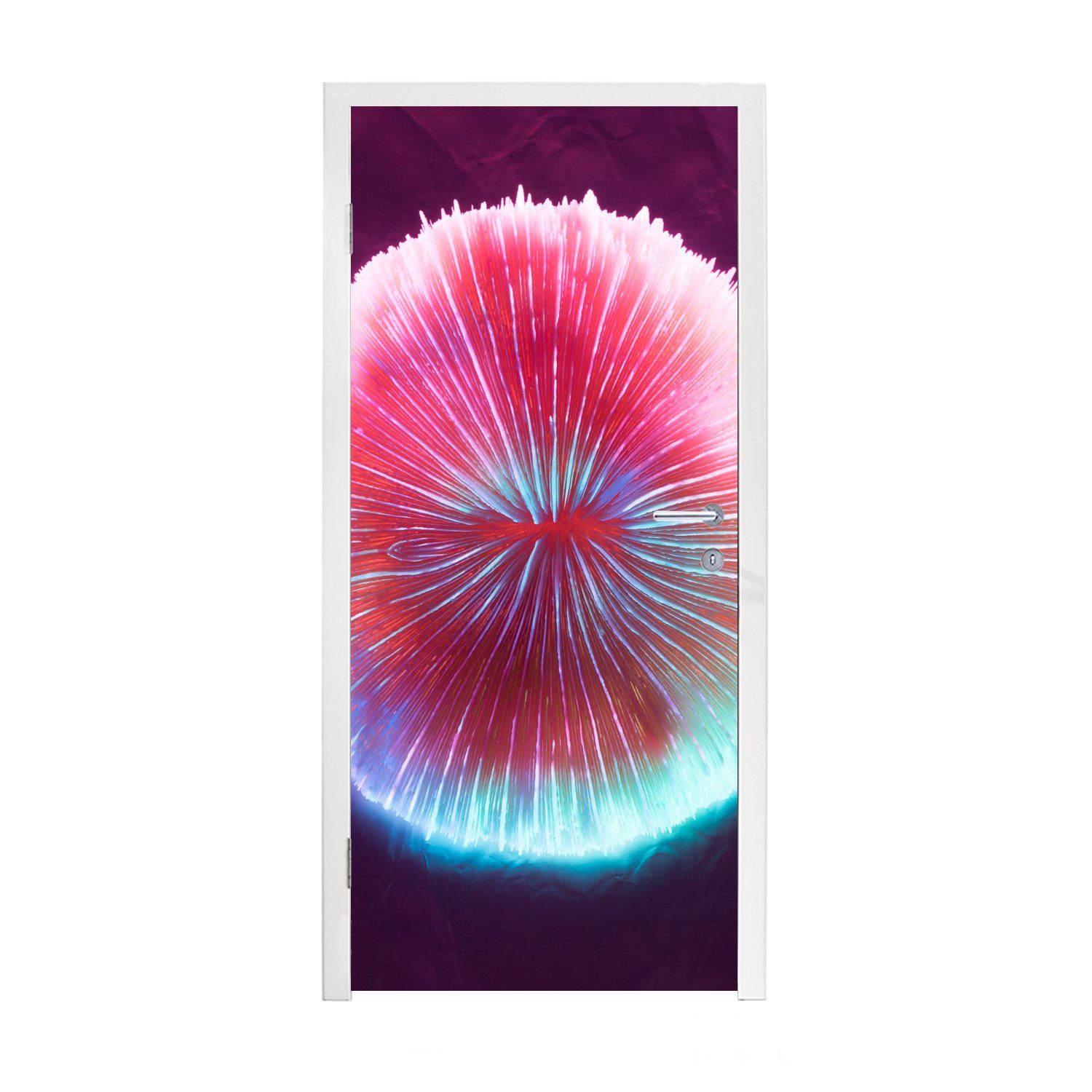 MuchoWow Türtapete Neonfarbener Kreis Koralle, Matt, bedruckt, (1 St), Fototapete für Tür, Türaufkleber, 75x205 cm