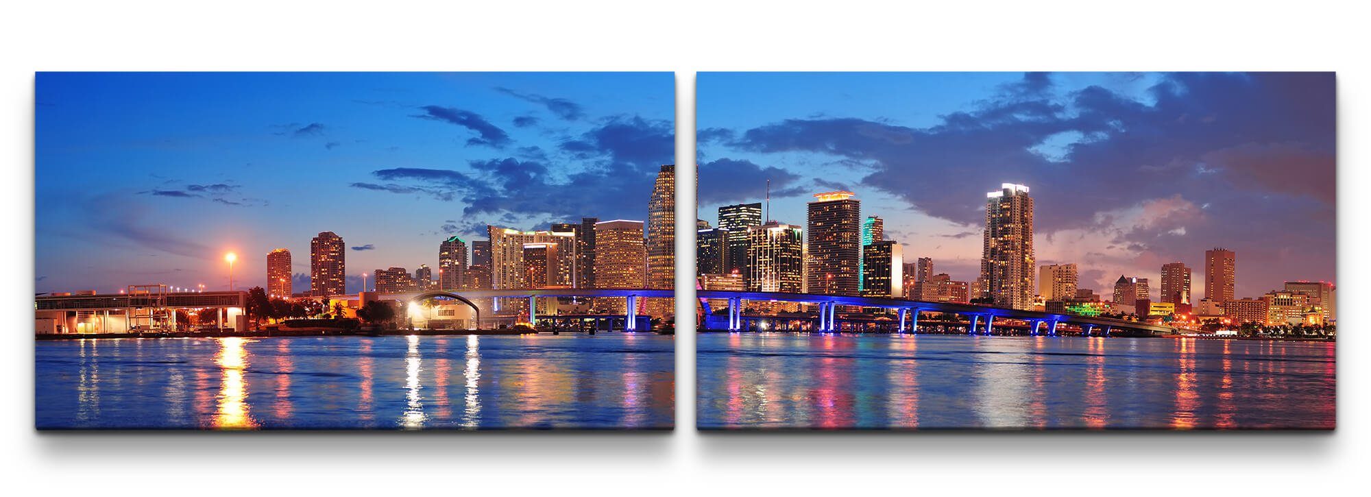 Sinus Art Leinwandbild Miami Skyline Wandbild in verschiedenen Größen