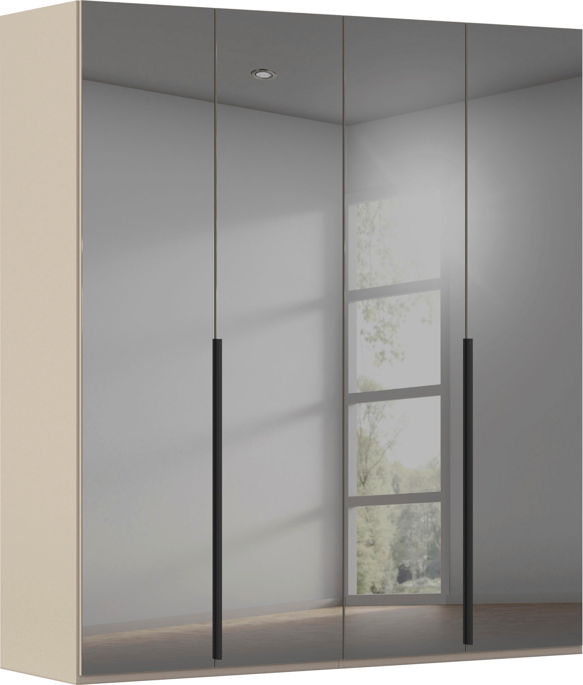 rauch Drehtürenschrank Kleiderschrank Schrank Garderobe Wäscheschrank BESTSELLER MONTCLAR (3 Ausstattungen BASIC/CLASSIC/PREMIUM (SOFT-CLOSE), Breiten 201-400 cm) Front in Glas/Hochglanz/Dekor/Grauspiegel in 5 Breiten MADE IN GERMANY