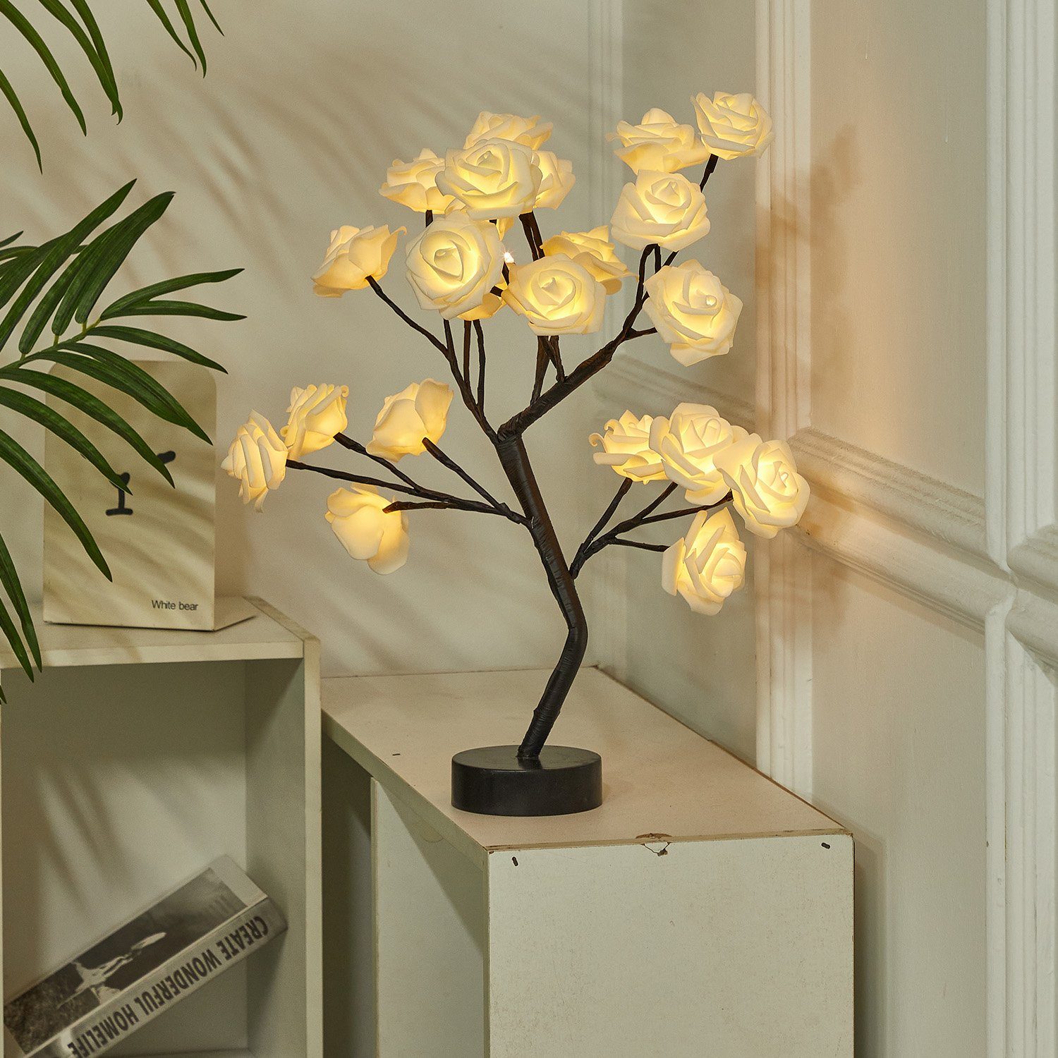 Rosnek LED Tischleuchte LED Tisch-Bonsai-Baum Nachtlicht, Künstliche Rose Blume, Warmweiß, Home Hochzeit Party Dekor,Valentinstag Geschenk – Bild 3 von 5