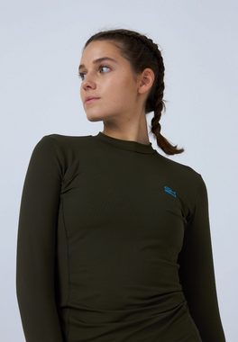 SPORTKIND Funktionsshirt Tennis Langarmshirt High-Neck Damen & Mädchen khaki
