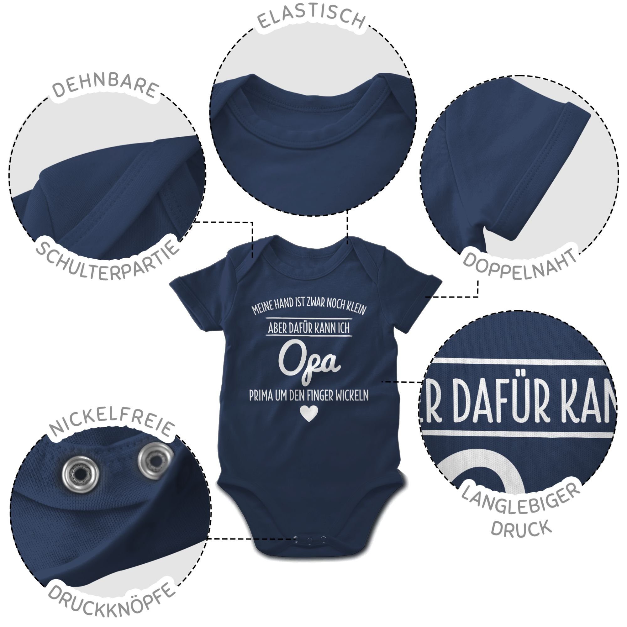 um Navy Shirtracer Blau 2 Opa Finger Sprüche Shirtbody Baby wickeln den