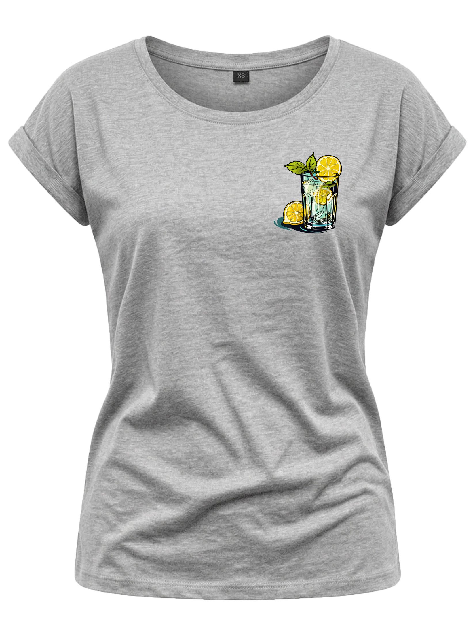 Print-Shirt Gin Tonic Gläser schöne modische Damen Tops Kurzarm Oberteile