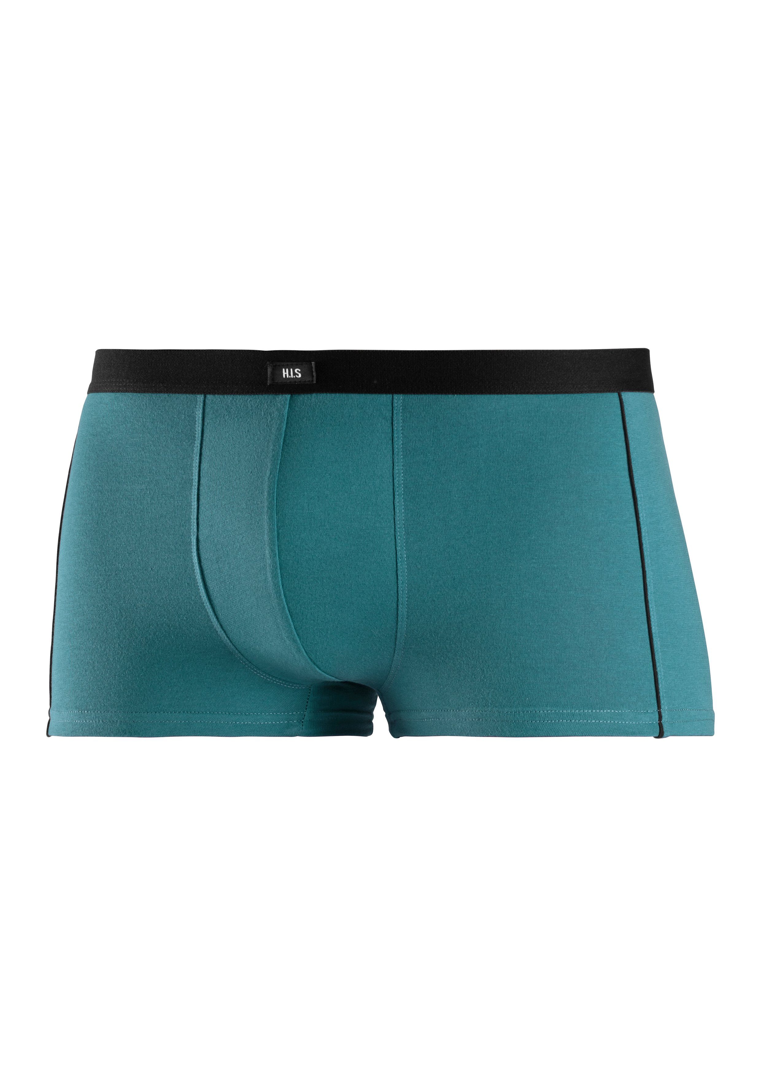 H.I.S Boxershorts (Packung, 3-St) in mit Piping Hipster-Form schmalen orange-lila-petrol