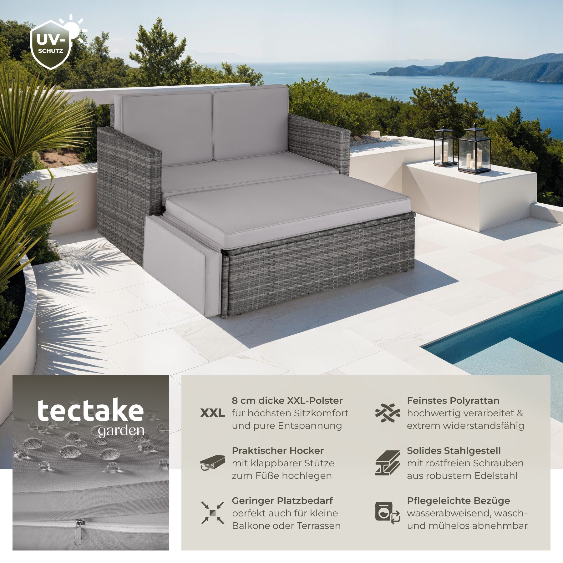 tectake Loungeset Rattan Lounge, (Set., 2-tlg), günstig online kaufen