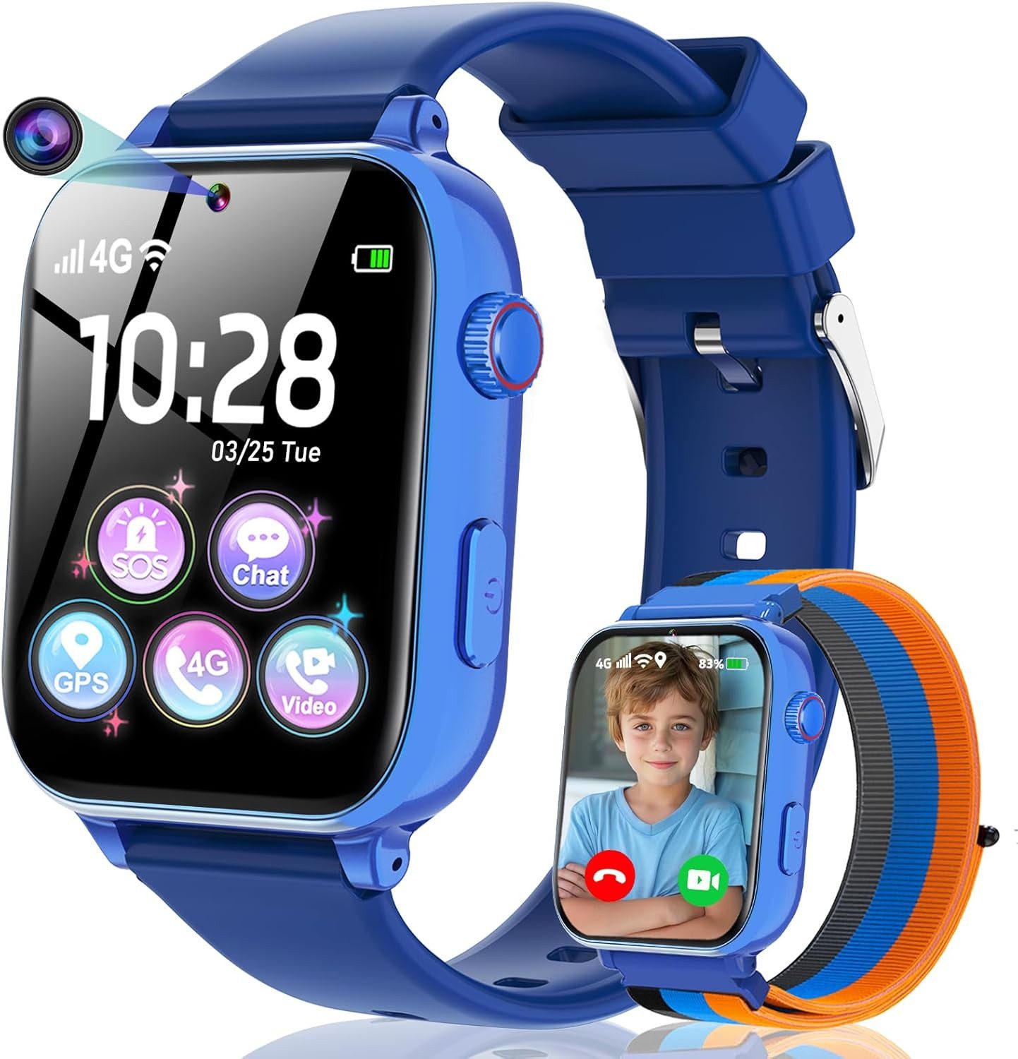 CATGIFF ‎ A22 Smartwatch (3,9 cm, sim-karte), Kinder Smartwatch GPS 4G SOS