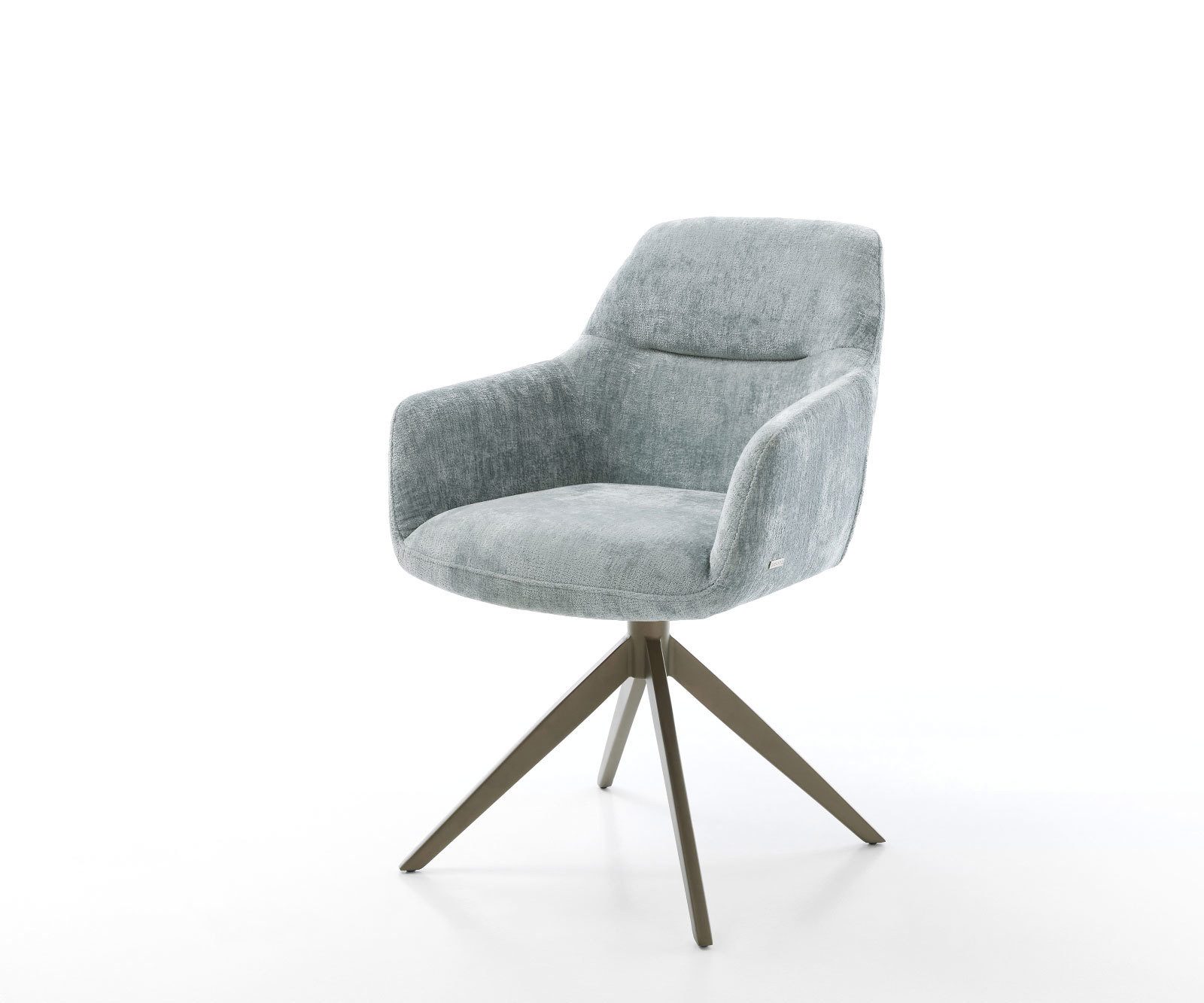 DELIFE Polsterstuhl Pejo-Flex, Kreuzgestell breit Effektfinish Titan Chenille Pastellblau 360° drehba