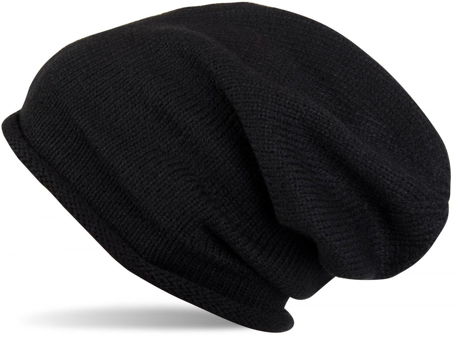 Strickmütze Feinstrick Beanie Mütze mit Rollrand