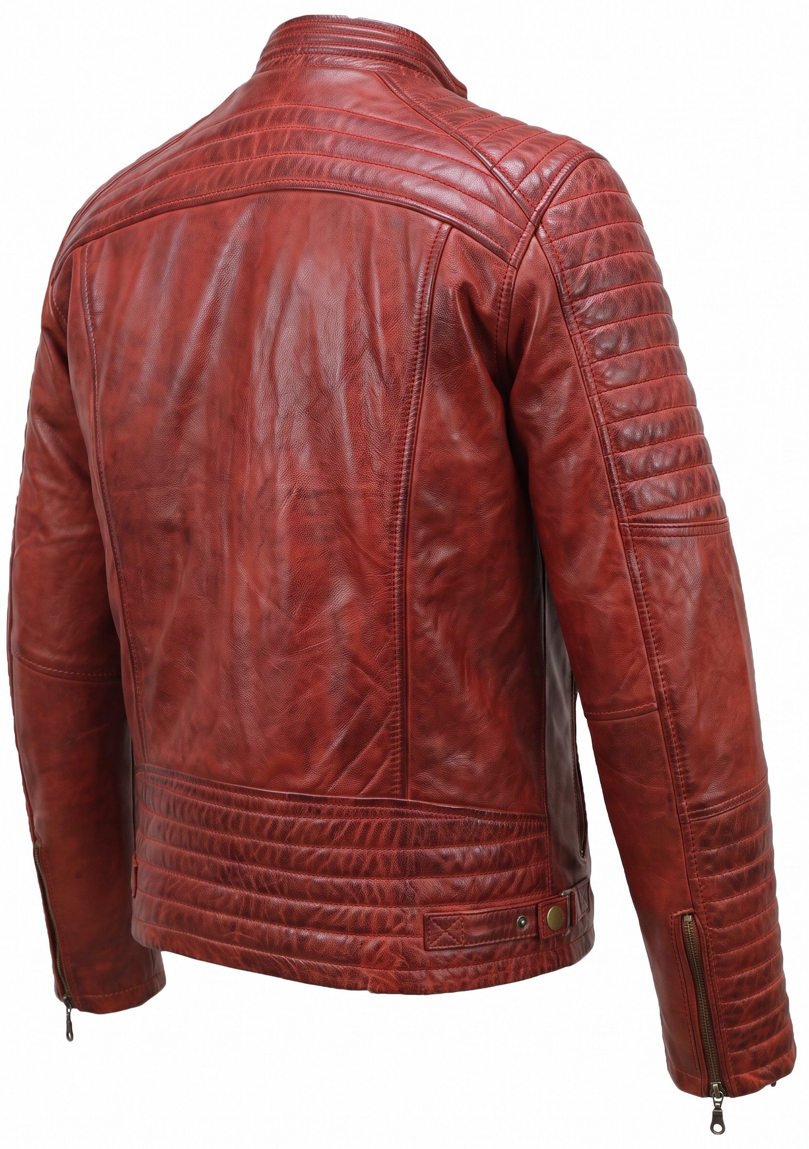 MDM Bikerjacke Herren Lamm Nappa Lederjacke Leichte Sommer Biker Lederjacke