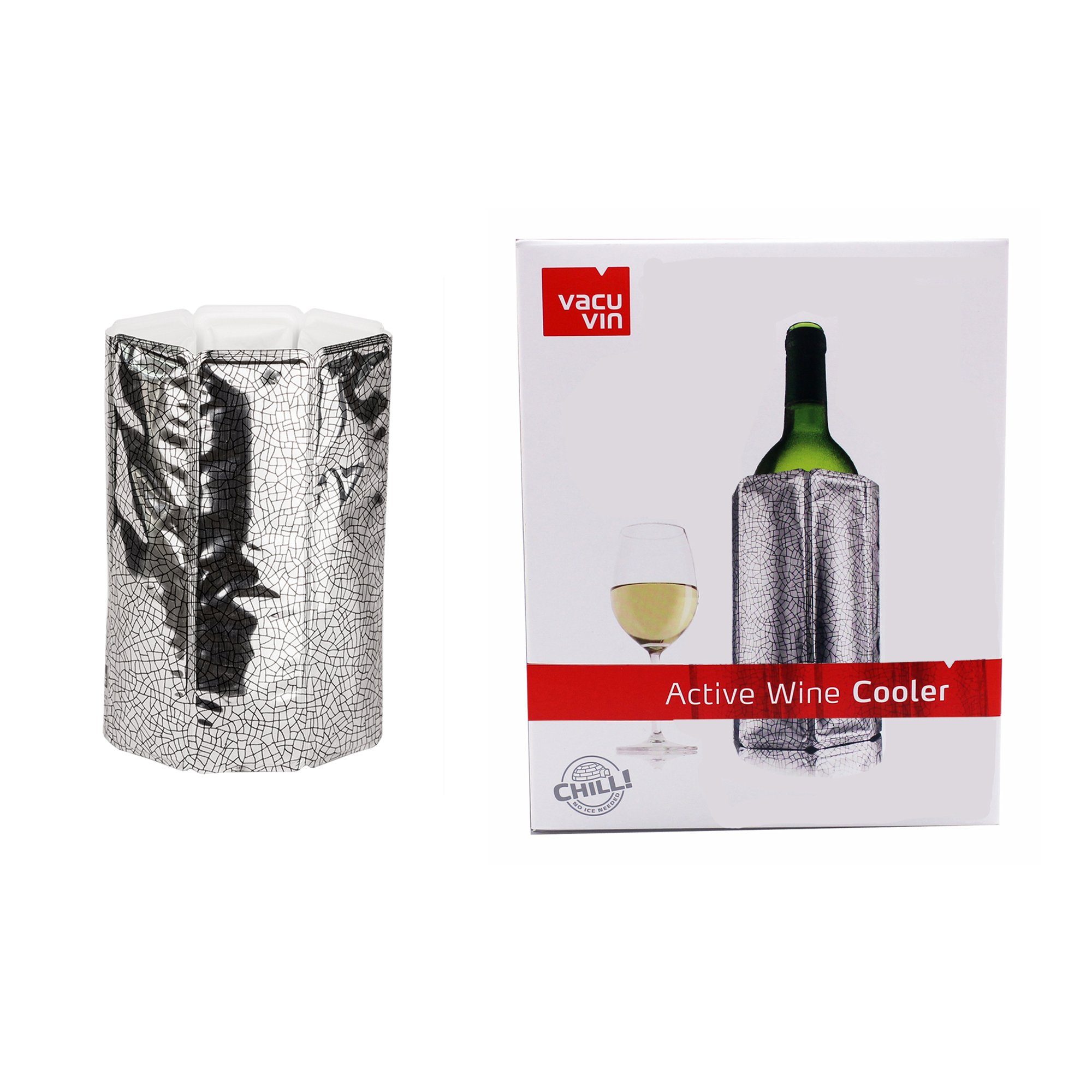 VACUVIN Outdoor-Flaschenkühler 38805626 Aktiv Kühler Motiv Platinum -  Weinkühler für 0,75l Flaschen