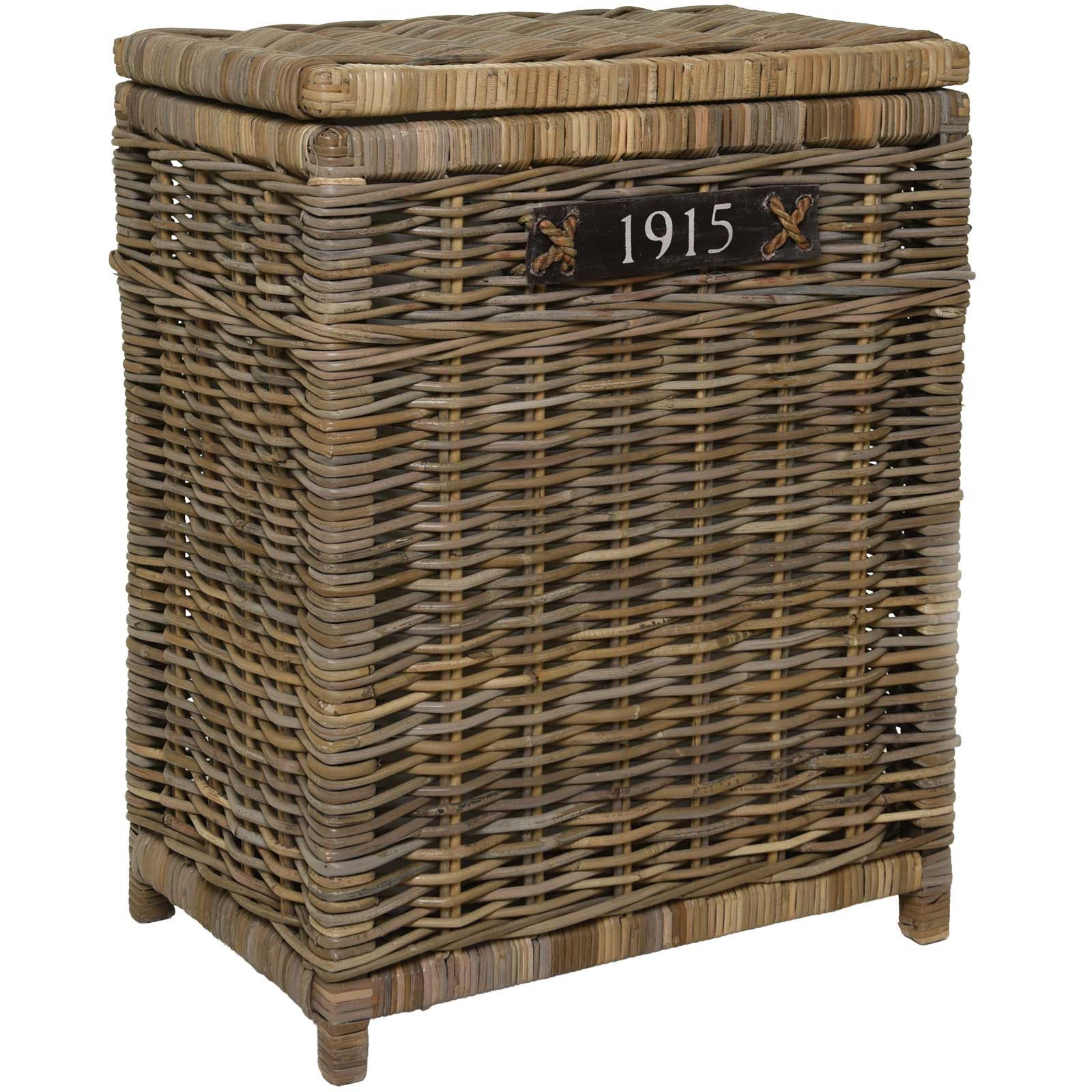 VIVANNO Wäschekorb Rattan CESTO Rechteckig - Natur Geflochten (1 St), 50x35x66 cm