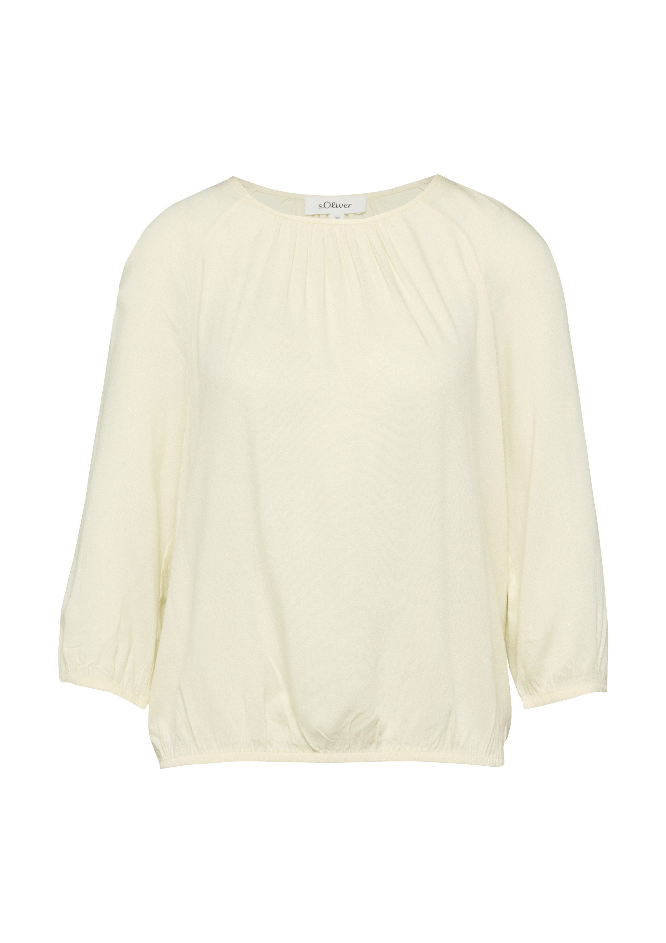 s.Oliver Kurzarmbluse Bluse Strukturierte Viskose-Bluse mit Raff-Details