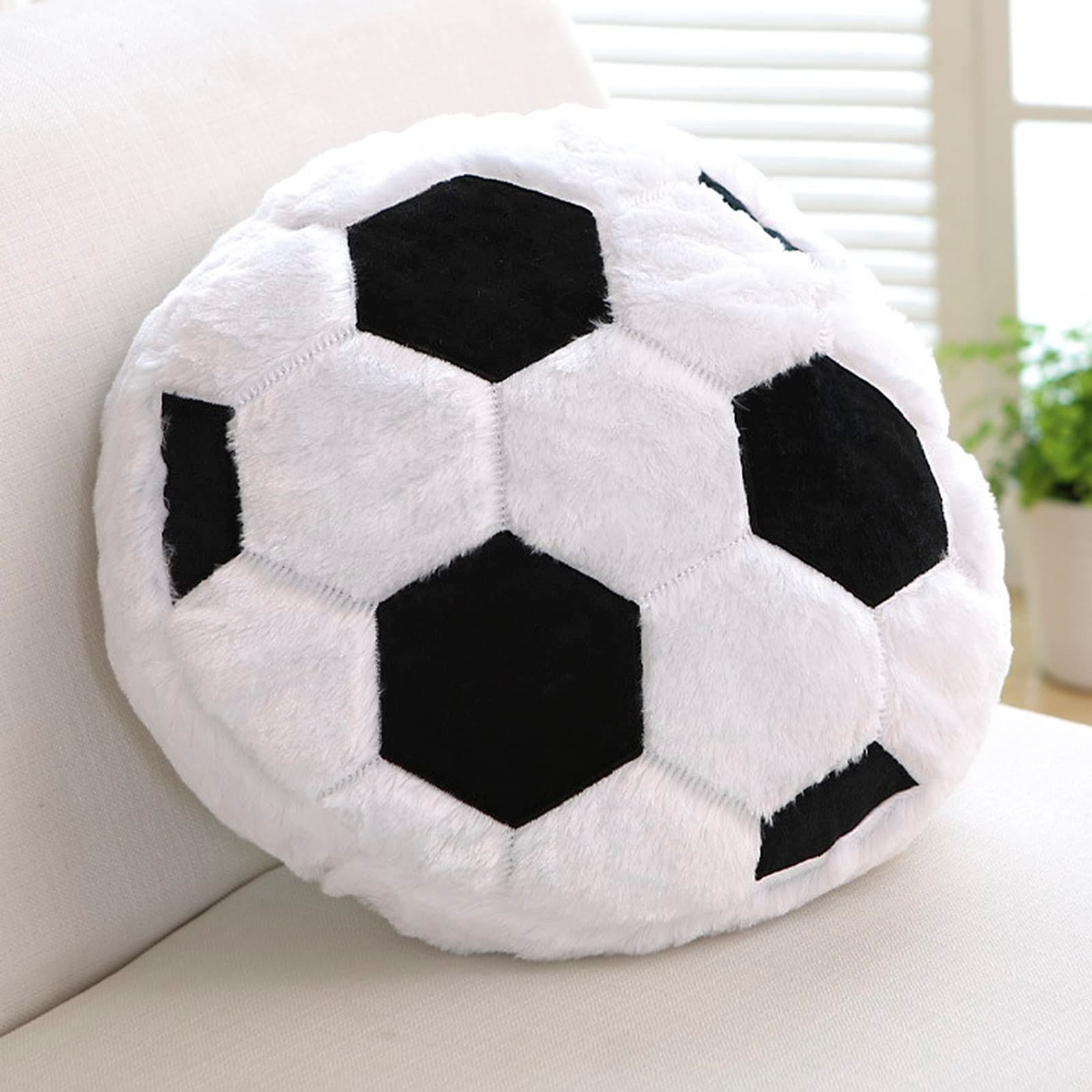 FOUORTUNATE-BEE Dekokissen Plüsch weiche Flauschige Fußball Rückenkissen Sitzkissen, Fußball kreative Zimmer Dekorationen Geschenk für Fußballliebhaber