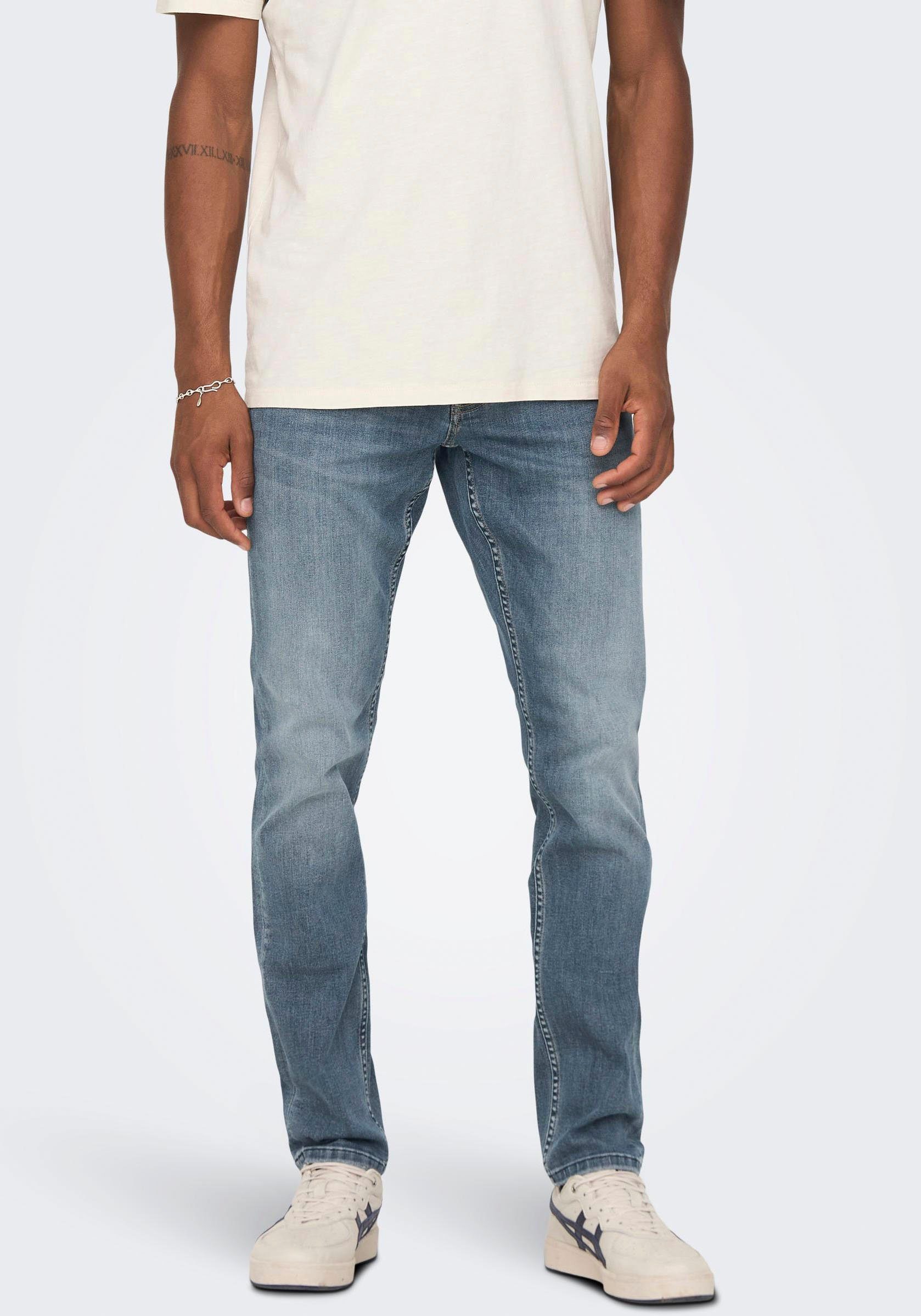 ONLY & SONS Slim-fit-Jeans ONSLOOM SLIM DMB 9595 DOT DNM NOOS mit Destroyed Effekt dark blue denim