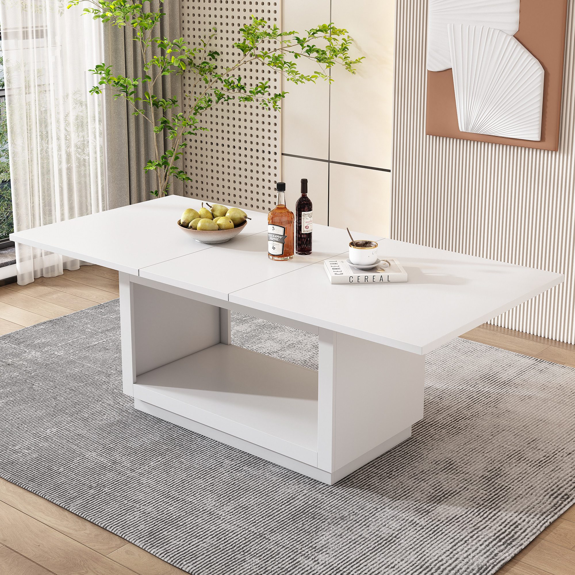 KLAM HOME Esstisch Ausziehbarer Esstisch, quadratischer Esstisch, Couchtisch,Kaffeetisch (Длина 140/180 x Breite 70 x Höhe 76,5 cm, moderner einfacher Esstisch), Geeignet für Wohn- und Schlafzimmer