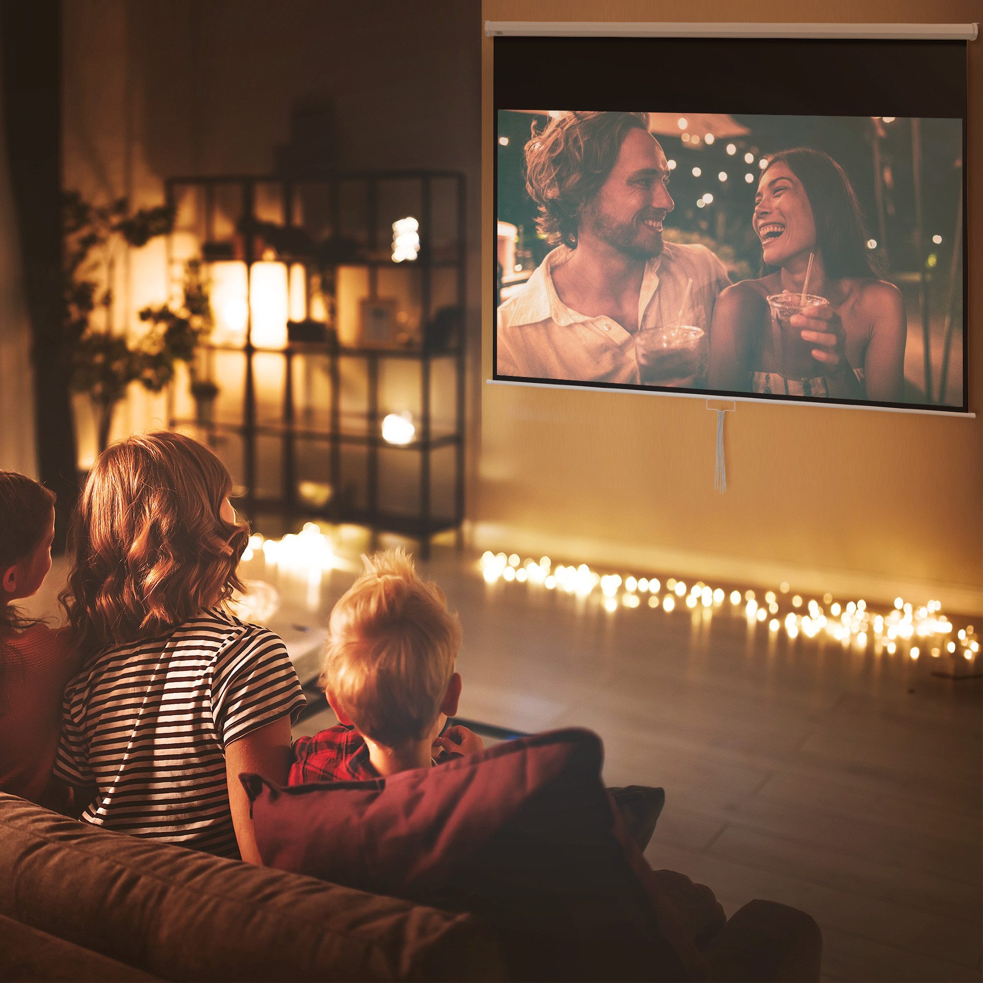 HOMCOM Leinwand Beamer 266 x 149 cm 120 Zoll Projektionsleinwand Rollo-Leinwand, für Heimkino oder Büro-Präsentationen