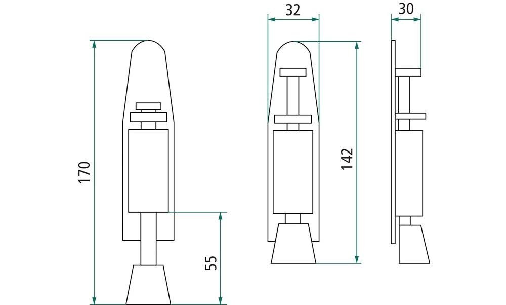 Thumbnail - Intersteel Türbeschlag Türfeststeller 0035.4440 Edelstahl matt Hubhöhe 28 mm Türmontage