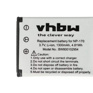 vhbw kompatibel mit Digipo Aiptek AHD H23, AHD 2, 084-07042L-062, CB-170 Kamera-Akku Li-Ion 1300 mAh (3,7 V)