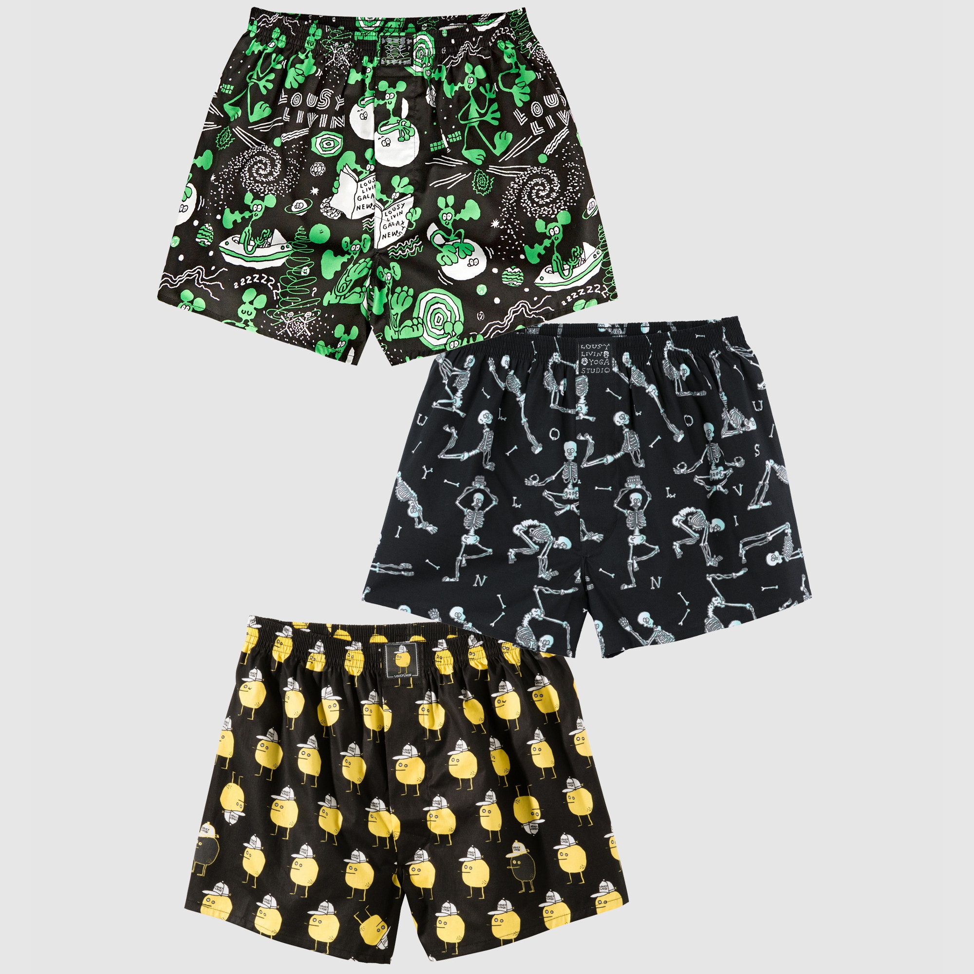 Boxershorts Lousy Livin 3-Pack Boxershorts Black Best 3