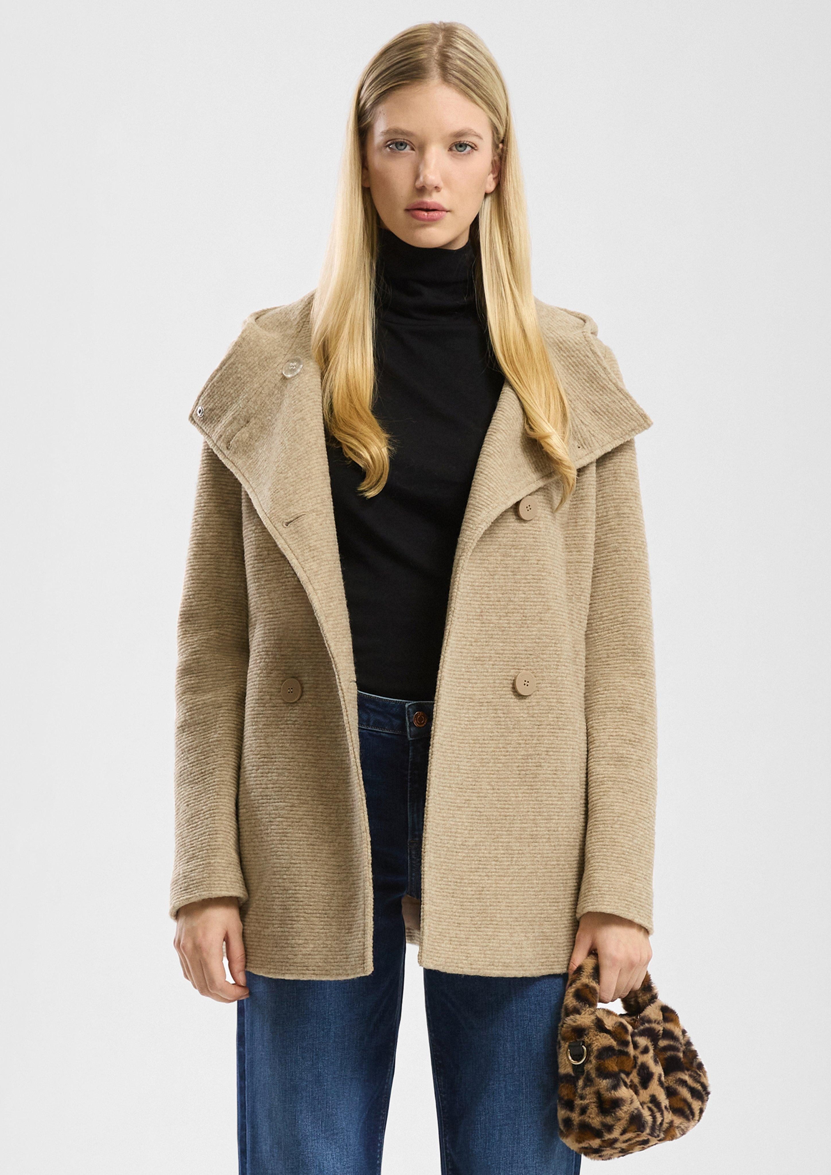 QS Outdoorjacke Kurzmantel in Wolloptik mit günstig online kaufen