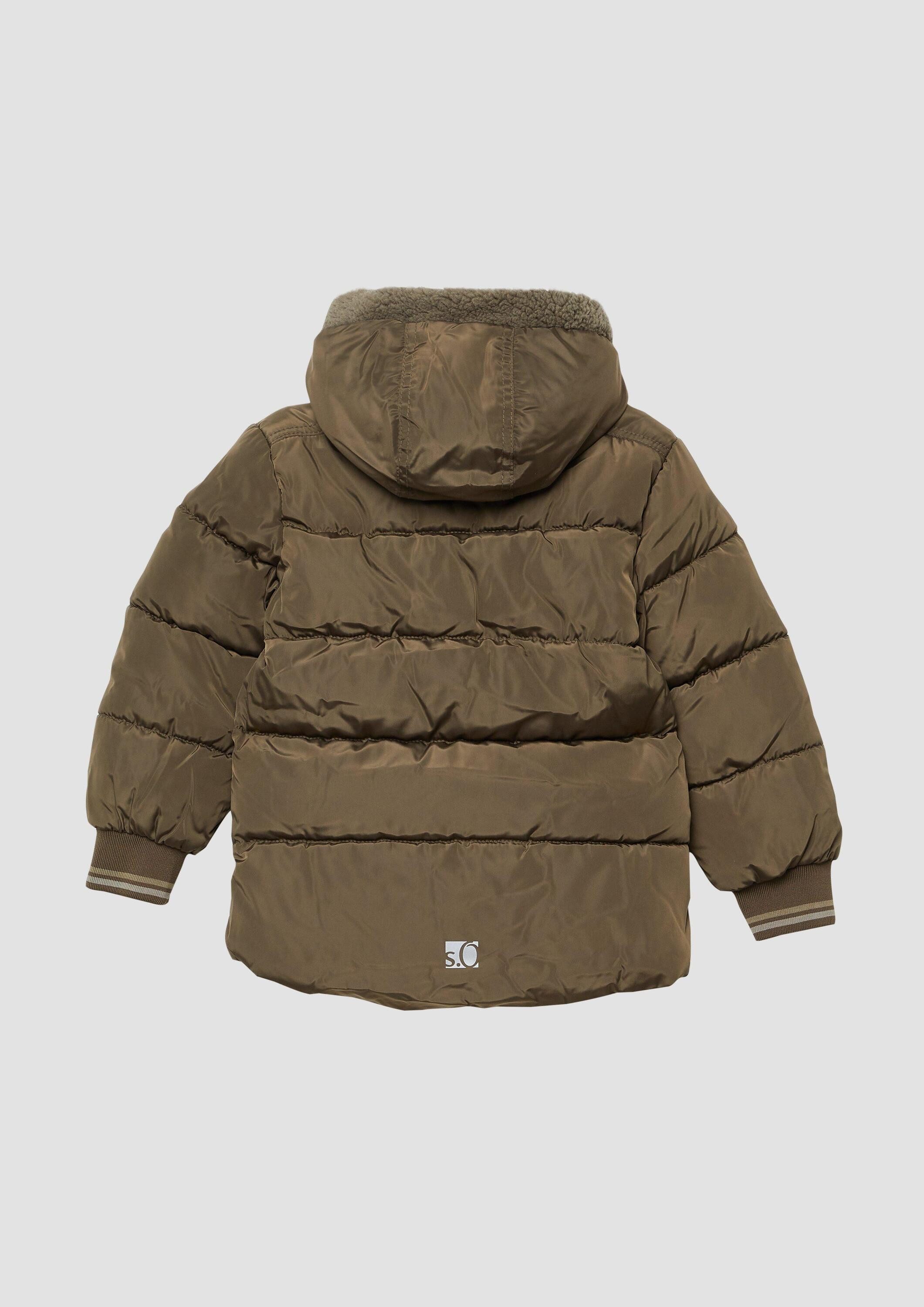 s.Oliver Winterjacke Outdoor-Jacke Stepp-Jacke mit Fleece-Futter und Kapuze