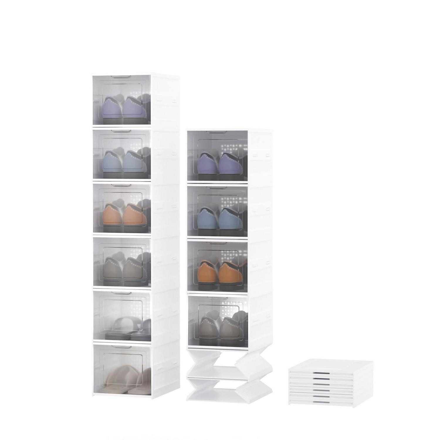 LuxusKollektion Schuhbox Schuhboxen 12er Set faltbar transparent weiß (12 St)