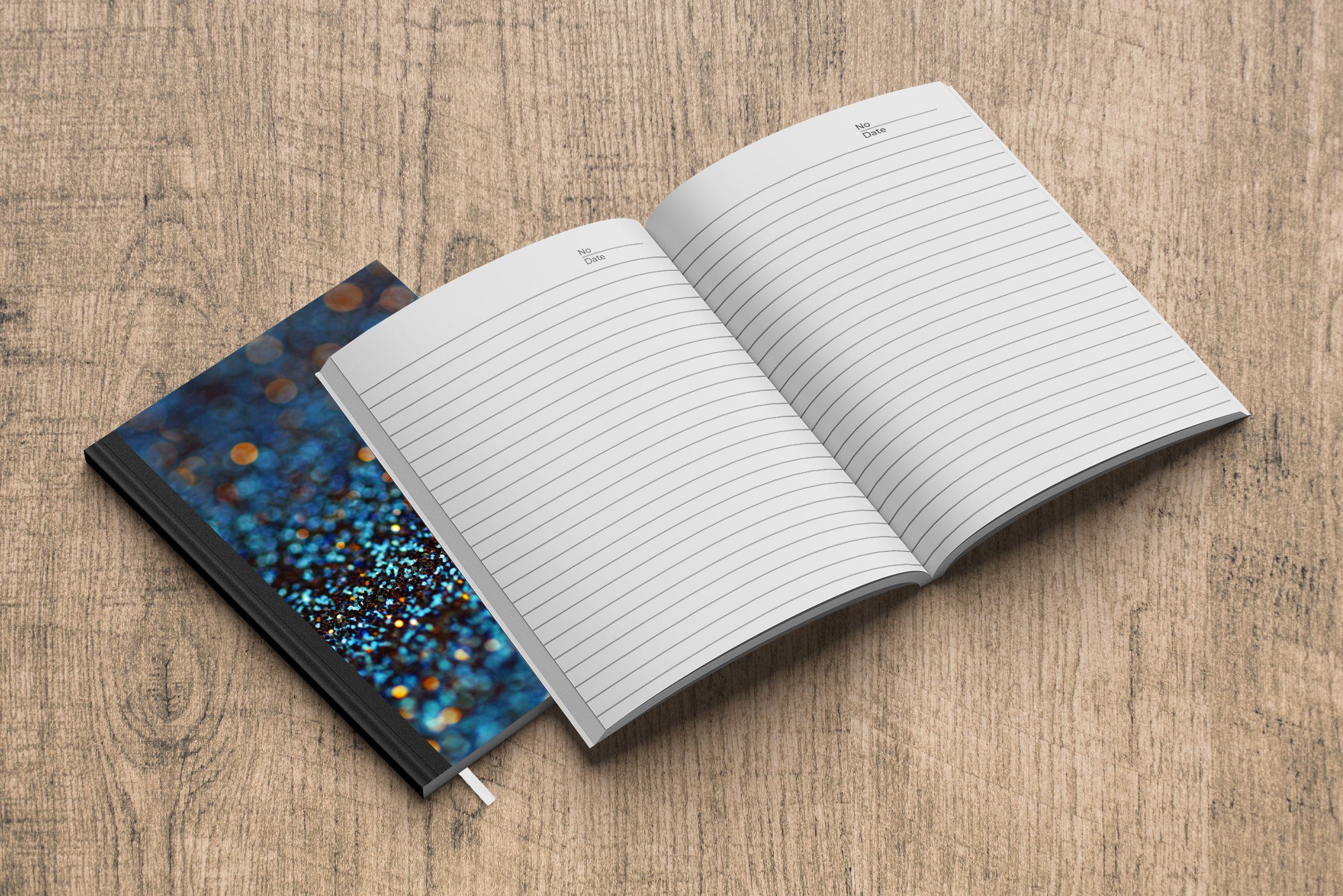 Notizheft, MuchoWow - Glitter Notizbuch Design, Merkzettel, A5, 98 - Blau - Tagebuch, Abstrakt Haushaltsbuch Seiten, Journal,