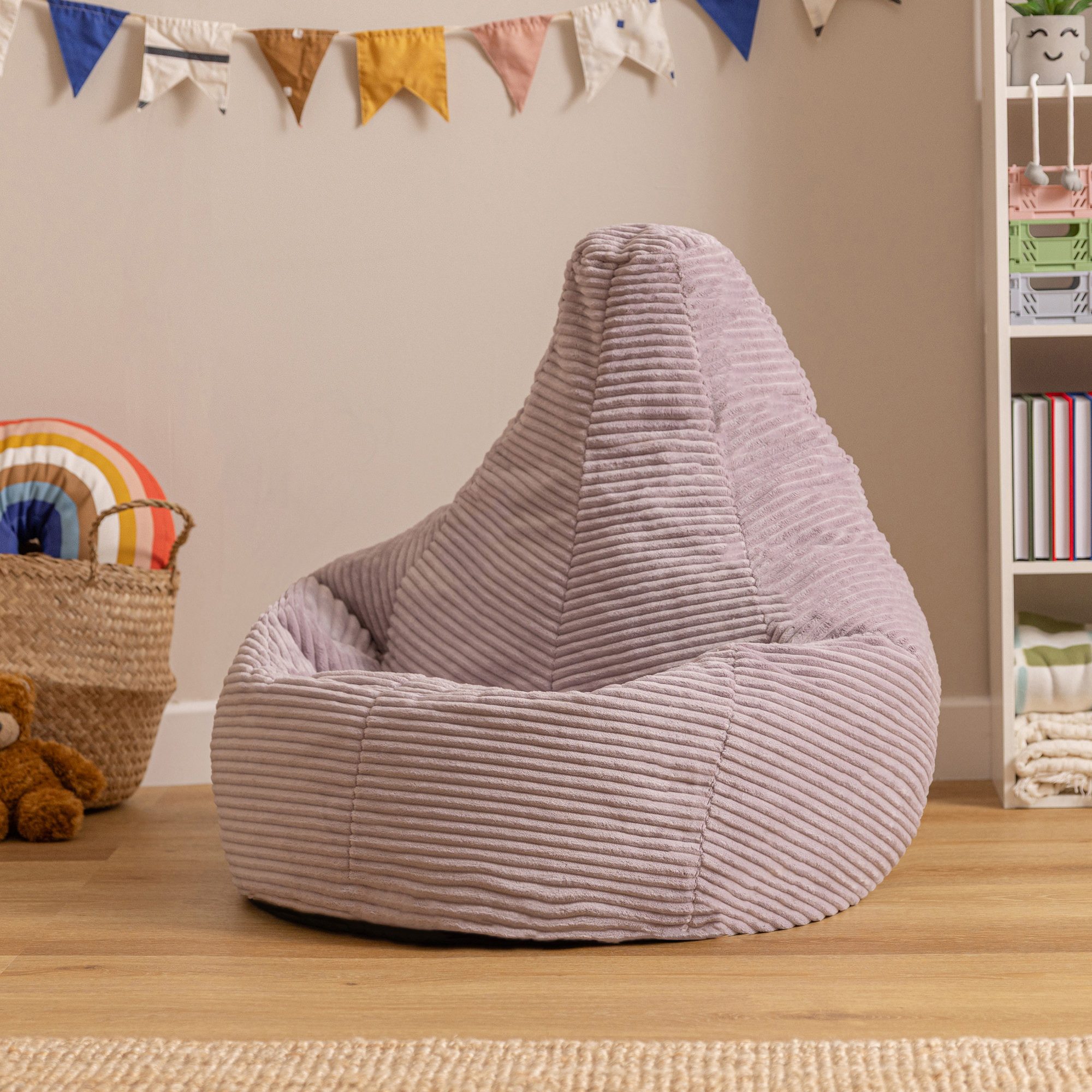 icon Sitzsack Kinder Sessel aus Cord Flauschig „Dalton", 69x59x65cm, Made in Germany, für Kinderzimmer, mit Füllung
