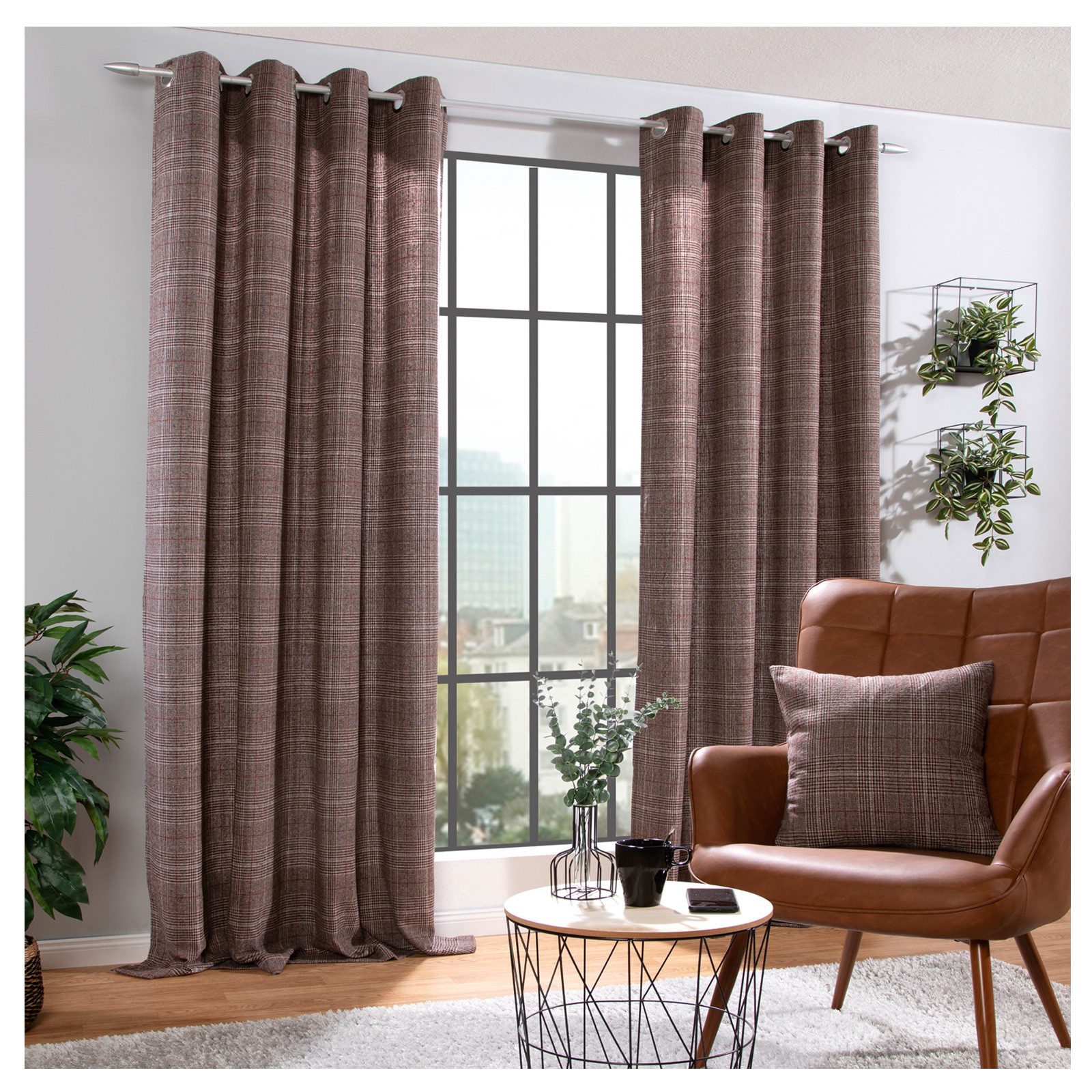 heimtexland Vorhang Dekoschal Wolle Tartan Karo Ösenschal Deko Gardine (1 S günstig online kaufen