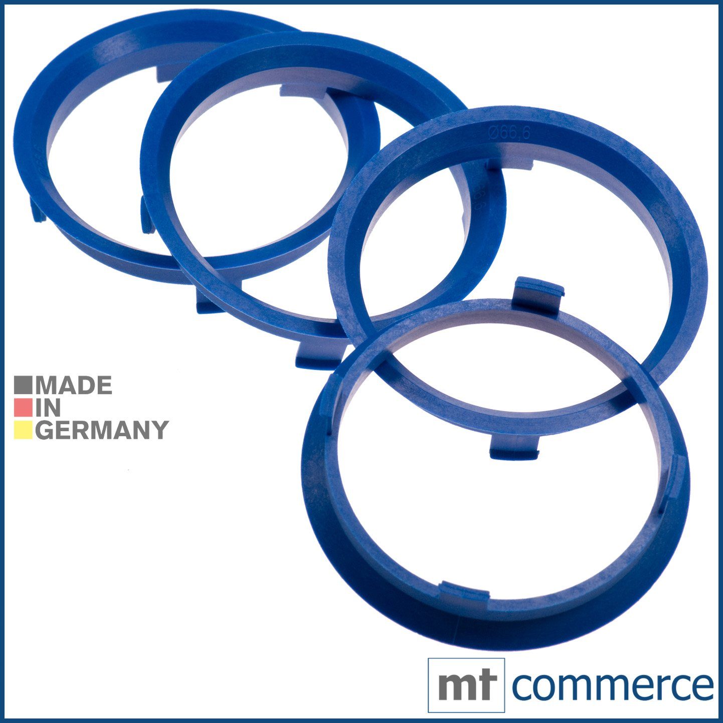 BRANDT AUTOMOTIVE Reifenstift 4X Zentrierringe Blau Felgen Ringe Made in Germany, Maße: 71,6 x 66,6 mm (NUR für Audi / Mercedes passend)