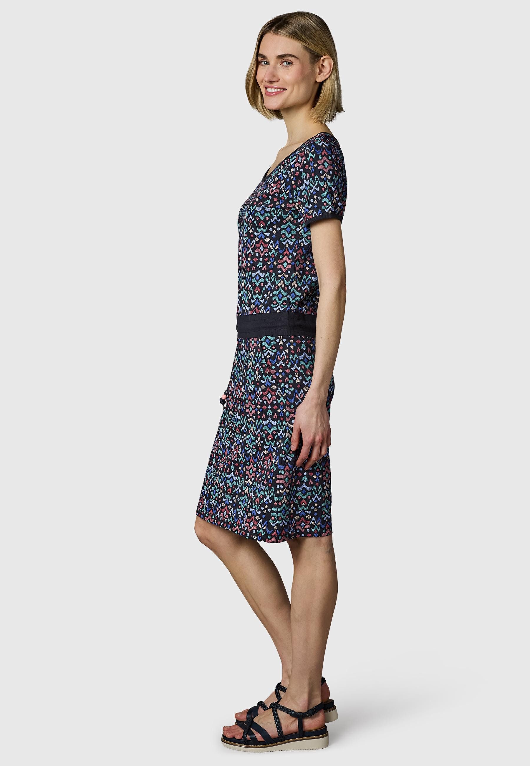 Ragwear Minikleid Baomi Print YOUMODO Gemustertes kurzes Sommerkleid mit Taillenkordel