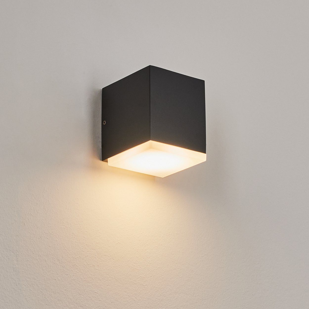 hofstein Außen-Wandleuchte Lichteffekt, IP54 Kelvin, m. 3000 in LED Lumen, 550 Wandlampe aus »Vignacastrisi« Metall/Kunststoff Anthrazit/Weiß