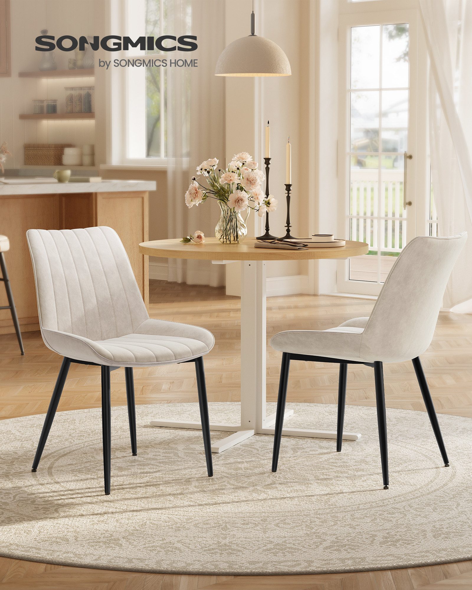 SONGMICS Esszimmerstuhl Stuhlset – Polsterstühle, Moderner Küchenstuhl. Samt (2 St), Küchenstuhl, Samt,Polsterstuhl, bis 120 kg, ERGONOMISCHES DESIGN