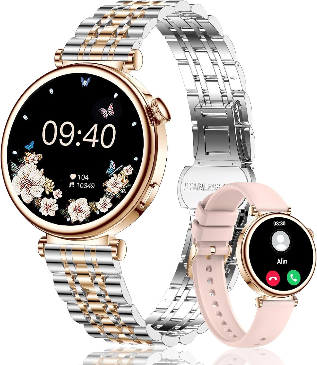 CIVO i109-2 Smartwatch (3,2 cm, android ios), Damen Smartwatch mit rundem 1.32" Display, Bluetooth Telefonie