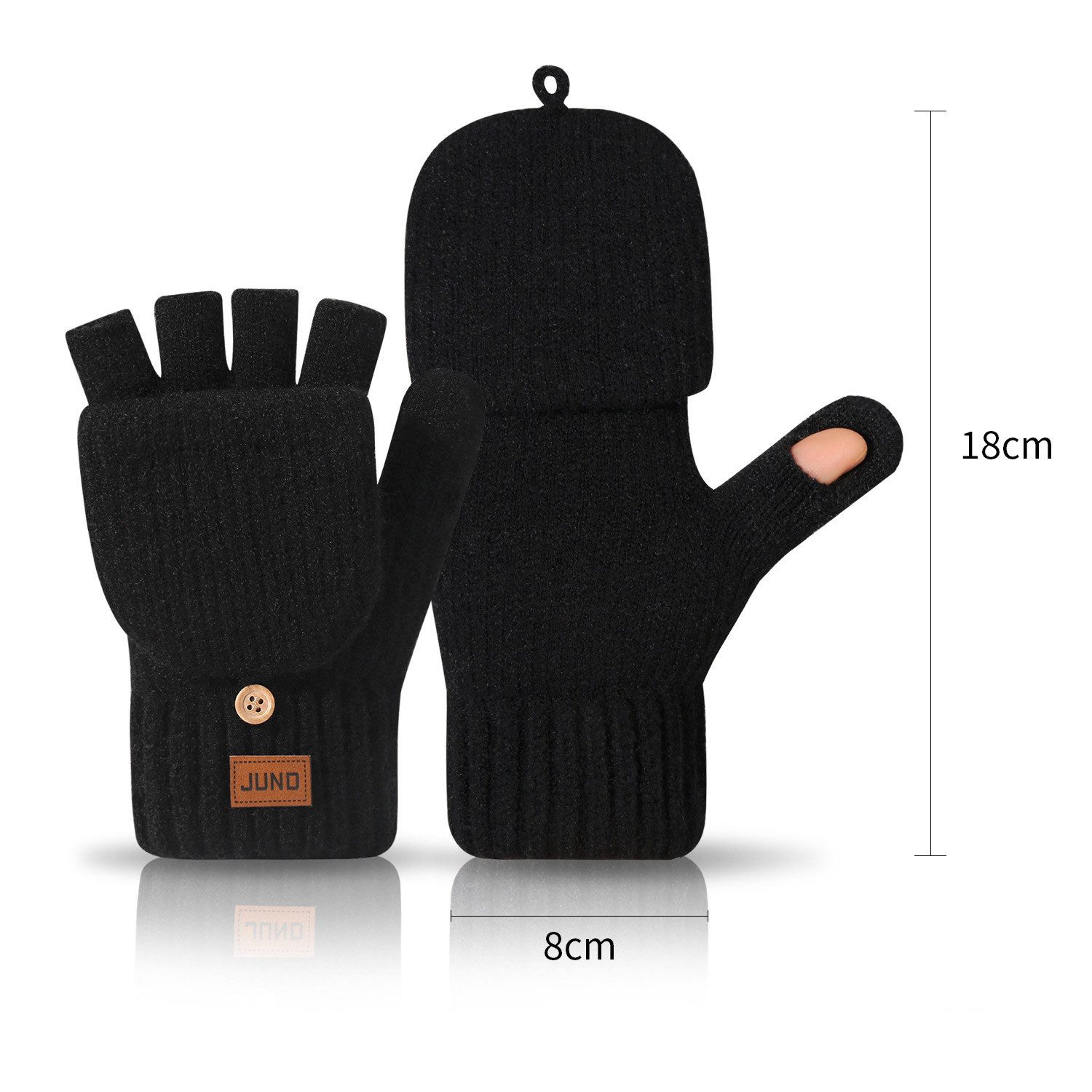 Refttenw Strickhandschuhe Fingerlose Handschuhe mit Klappe, Dickes, Flausch günstig online kaufen