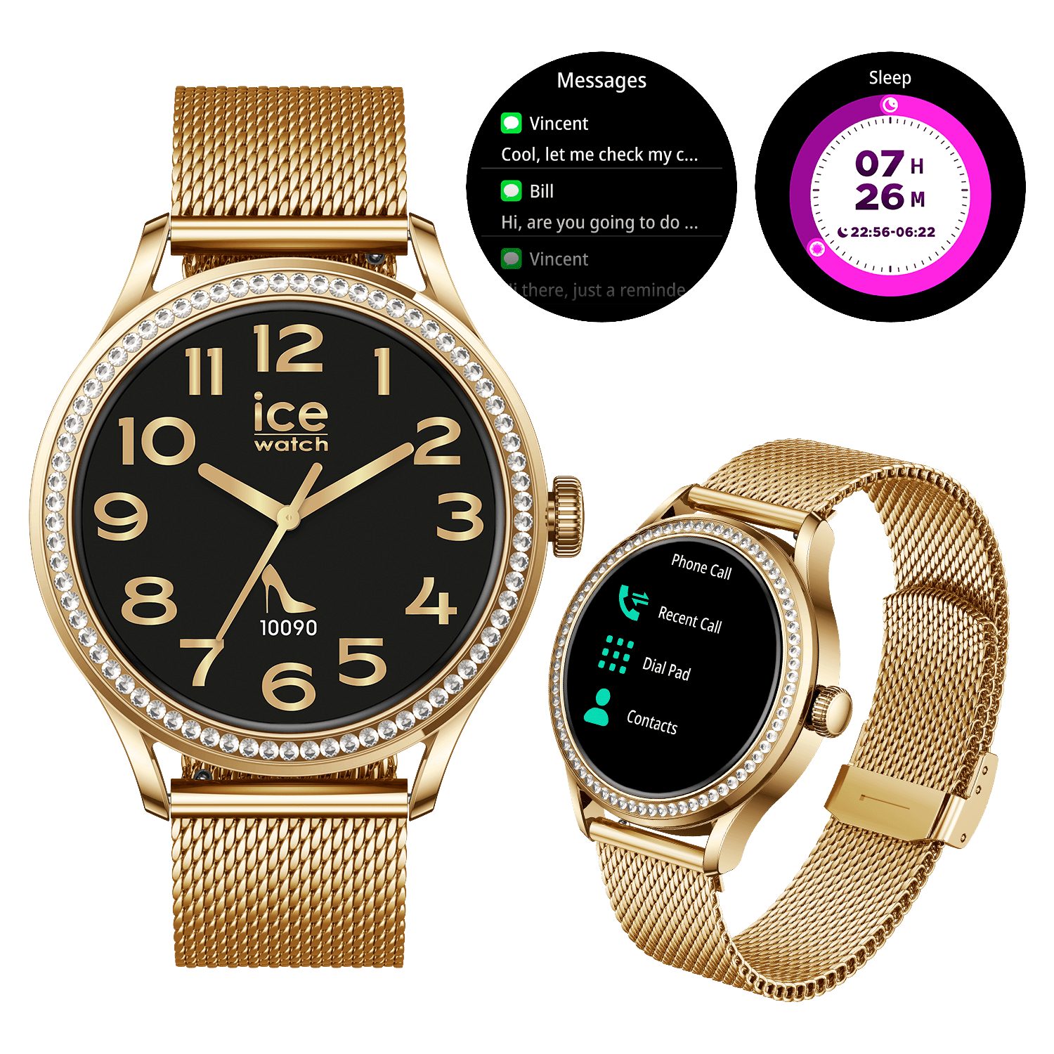ice-watch Smartwatch, Armbanduhr, Damenuhr, Edelstahlarmband, Bluetooth, digital