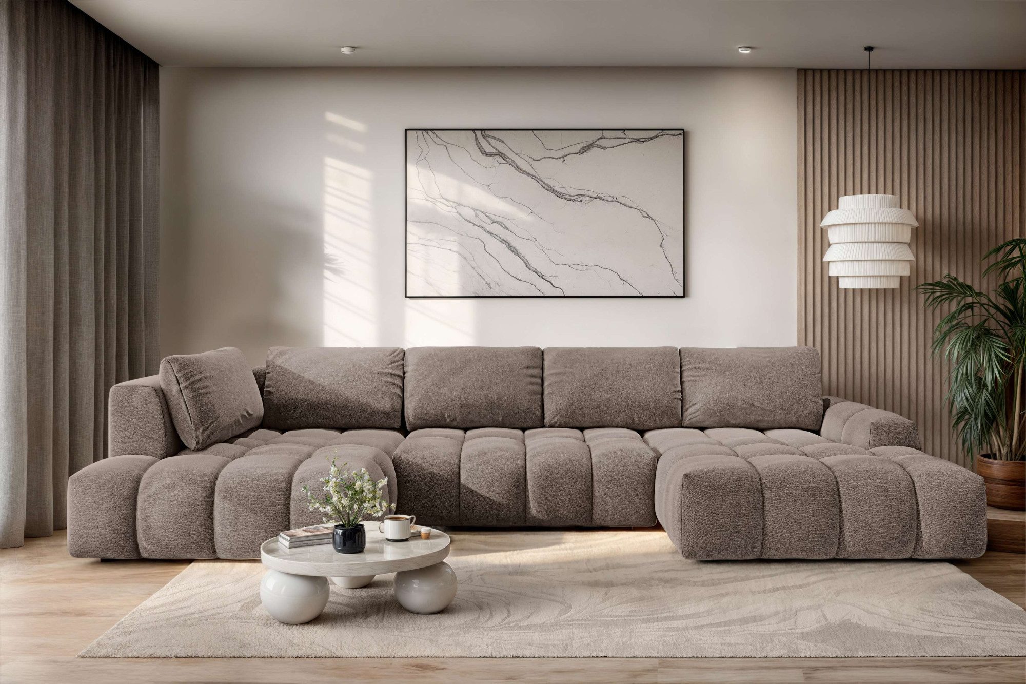 OTTO home Wohnlandschaft AZITA U-Form, Breite 363 cm - OTTO. Verlässliche Qualität., wahlweise als Schlafsofa mit Bettkasten, Bubble-Optik