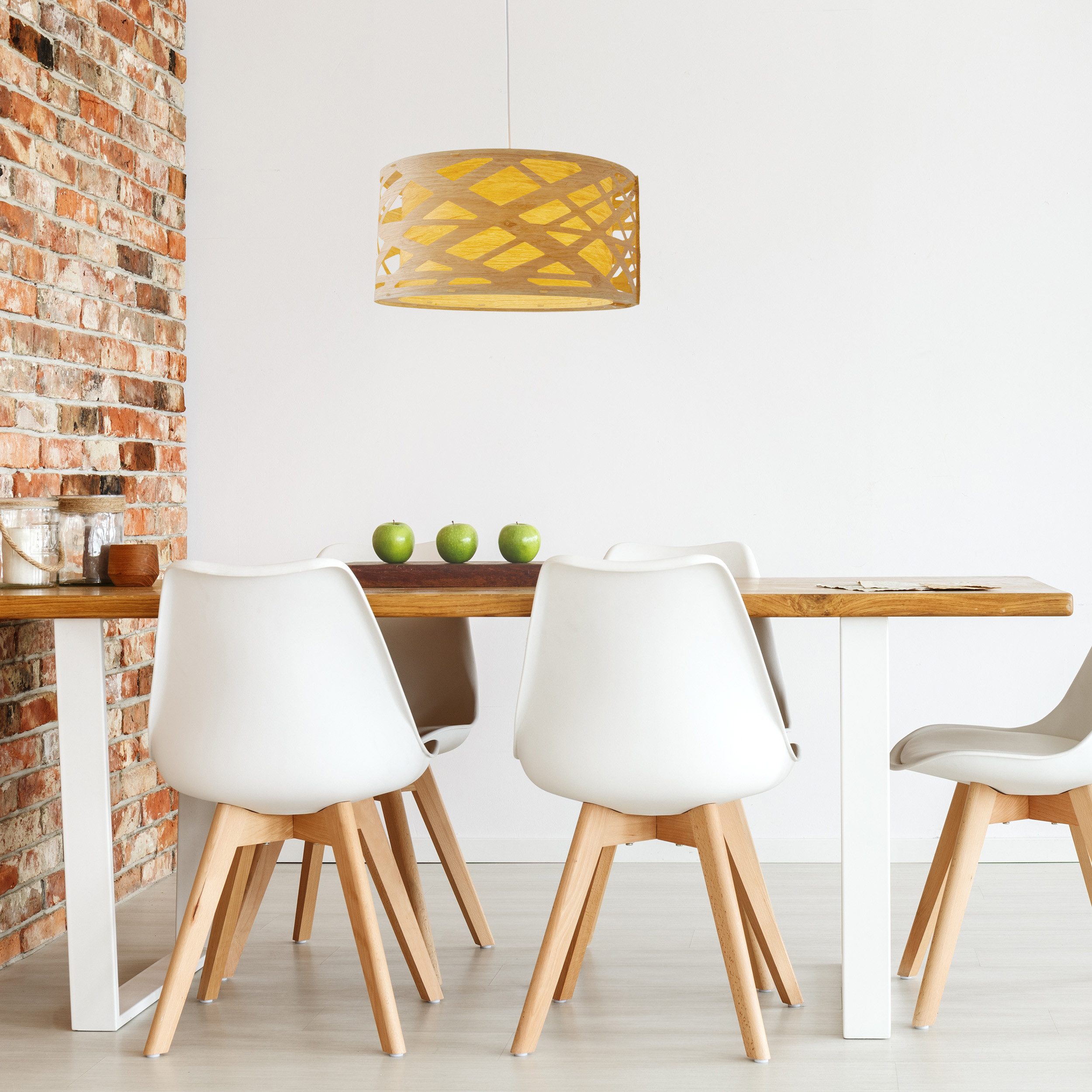 näve Pendelleuchte Finja, ohne Leuchtmittel, rund D: 40 cm, Holzimitat, meh günstig online kaufen