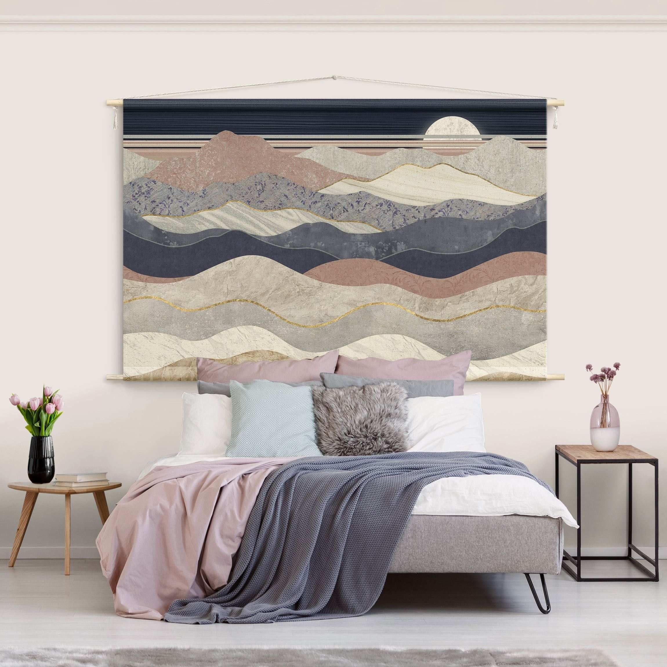 Bilderdepot24 Wandteppich modern Natur grau, rechteckig, Höhe: 2.6 mm, großes Wandbild aus Natur-Baumwolle Wandbehang Stoffbild Tuch Wollseil