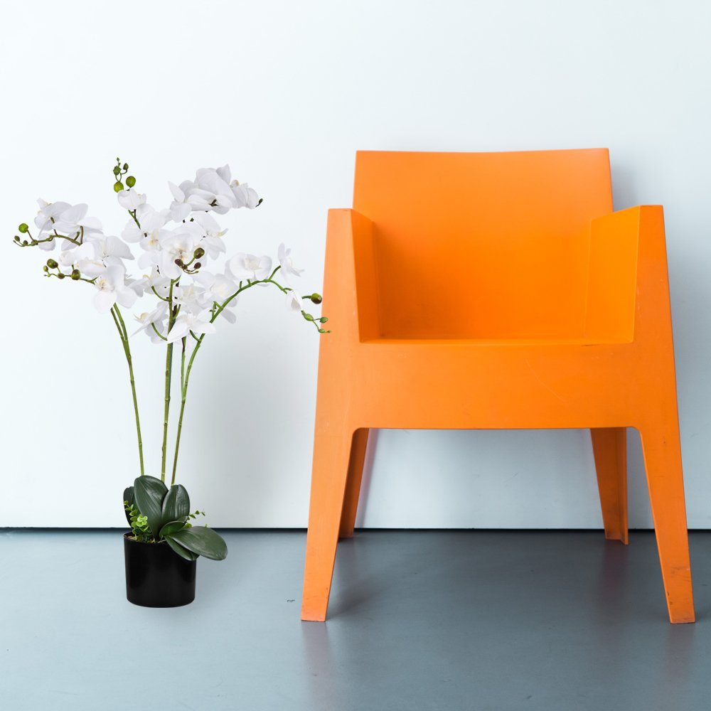 Kunstorchidee Künstliche Orchidee Kunstpflanze Pflanze Weiß Kunstblume Topf günstig online kaufen