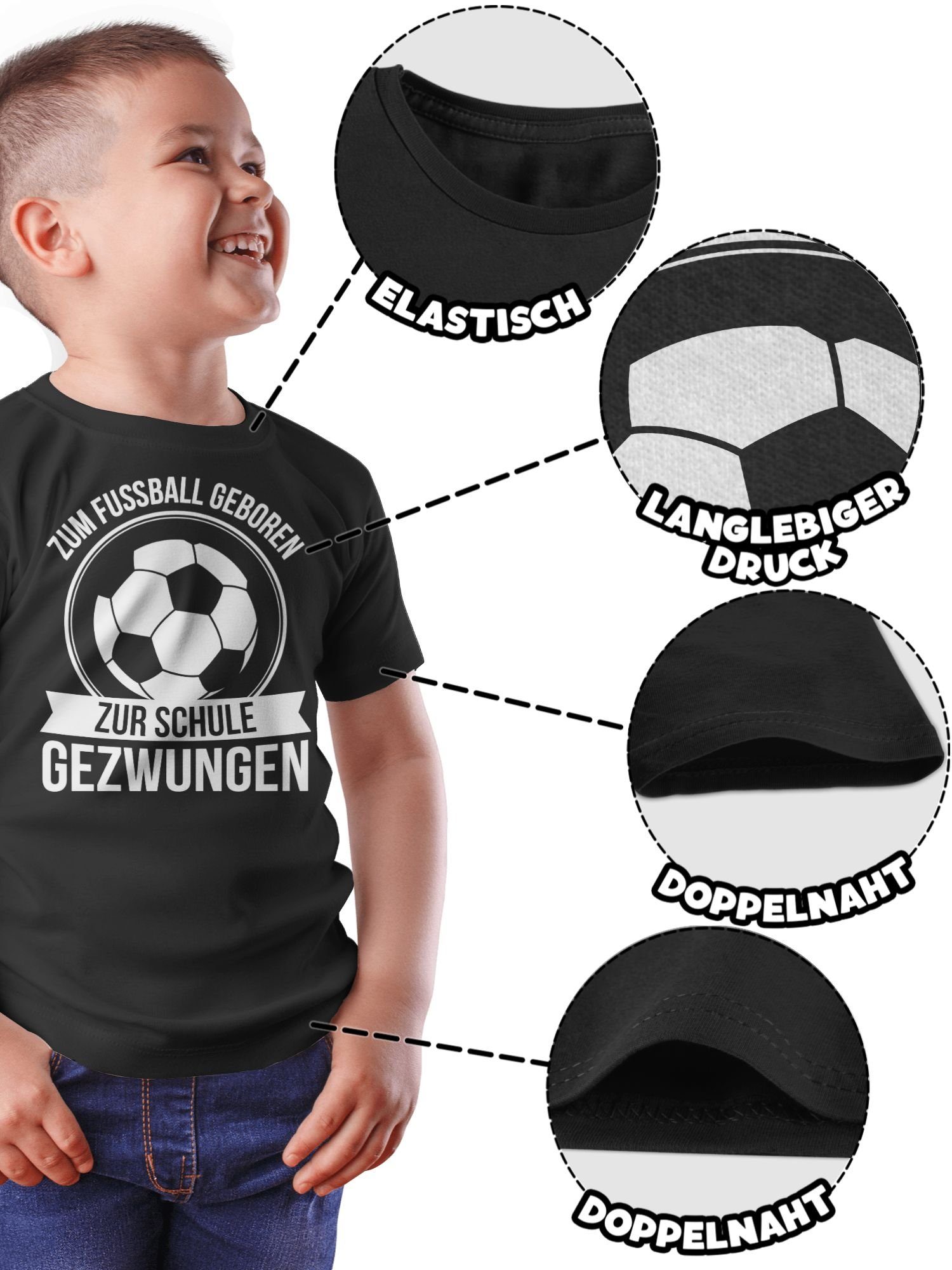 Schwarz T-Shirt Zum Geschenke Shirtracer Schule Schulanfang 01 Einschulung zur Junge gezwungen geboren Fußball