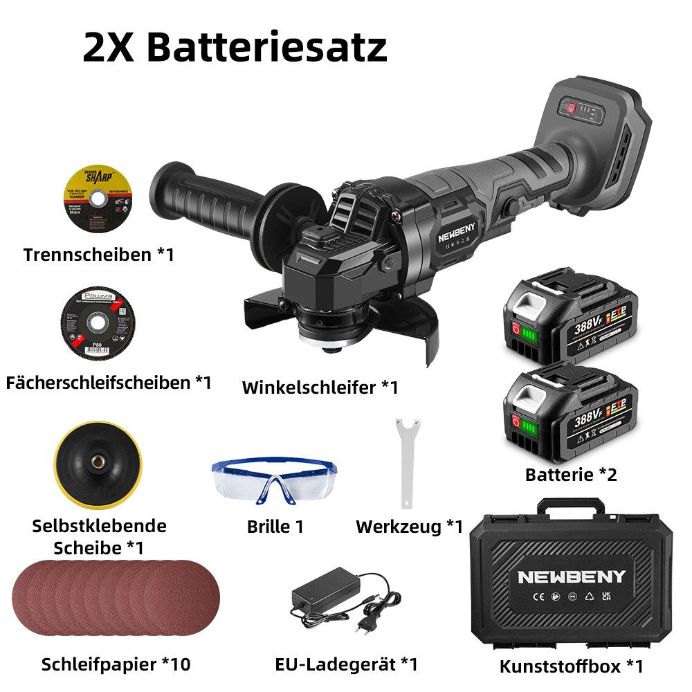 ONEVAN Akku-Winkelschleifer 125 mm Bürstenloser Winkelschleifer günstig online kaufen