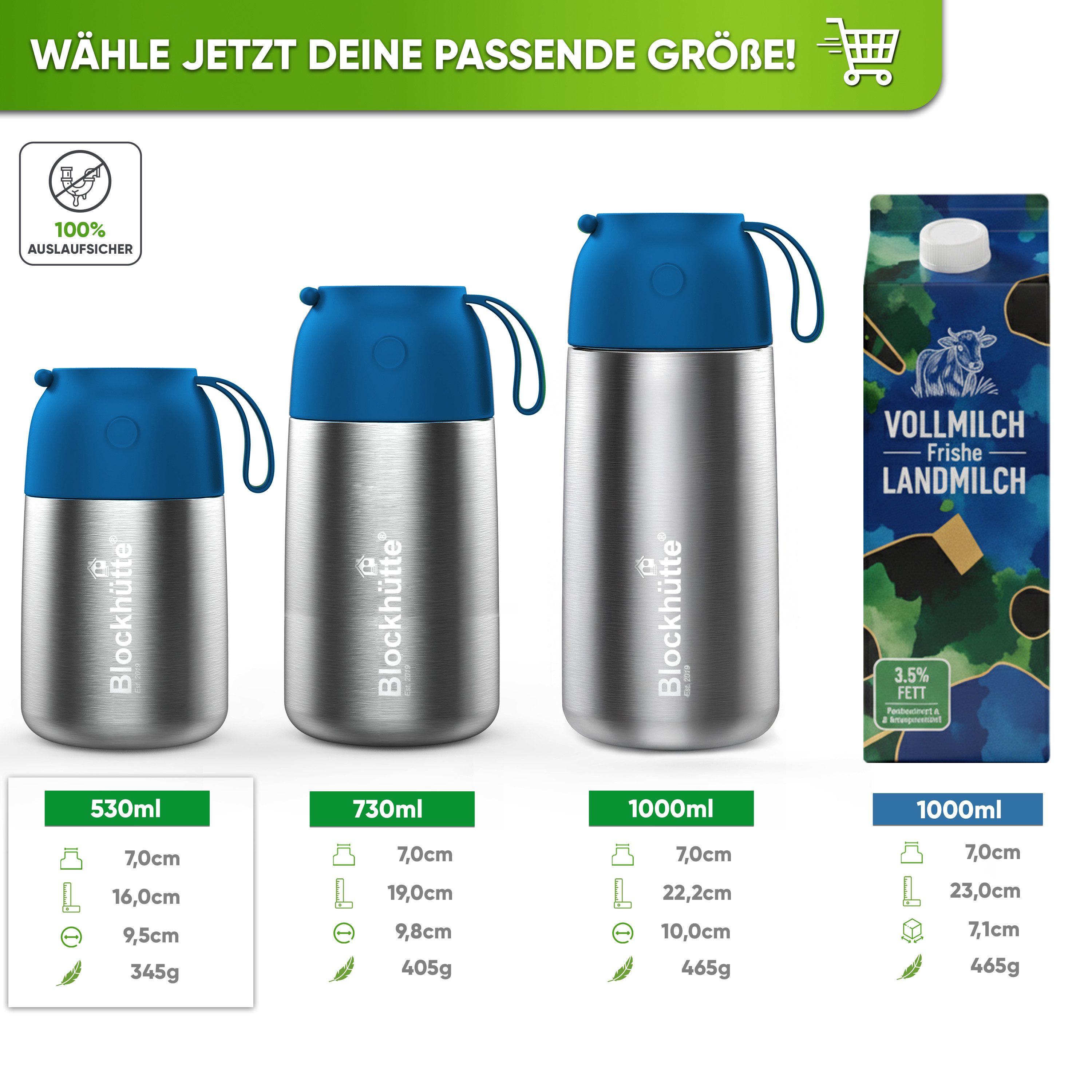 Blockhütte Thermobehälter 530ml, Auslaufsicher, Auslaufsicher, Rostbeständig, Geruchsresistent
