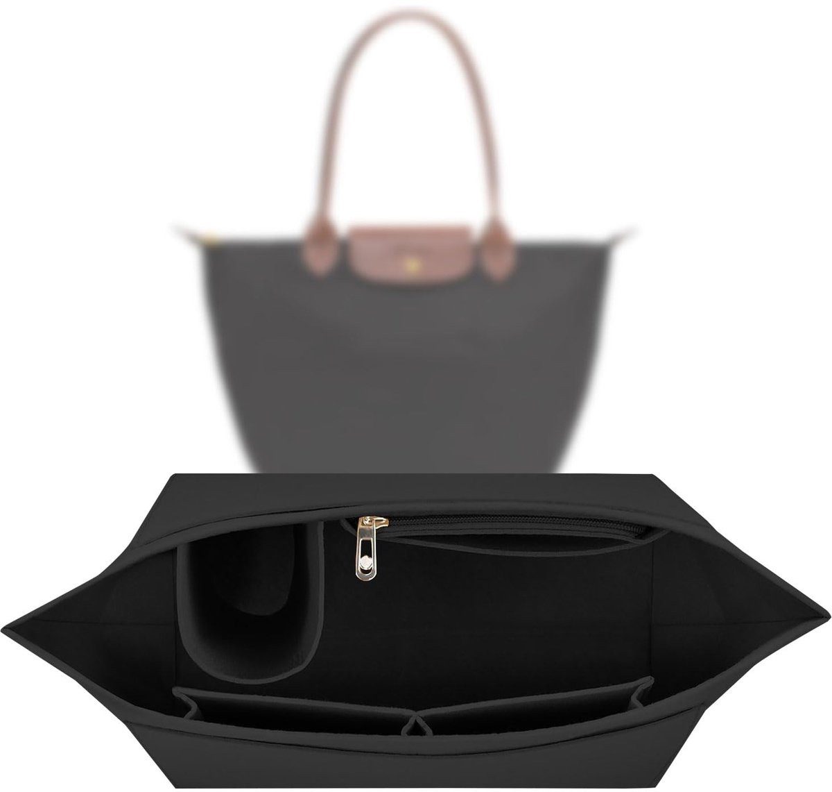 Kraftverdia Aufbewahrungstasche Taschen-Organizer – Bag-in-Bag, kompatibel mit Longchamp & Co.