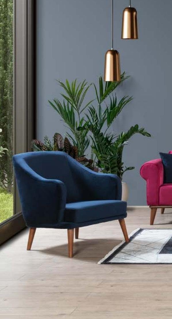 Polster Luxus Blaue Sofa Couchen, Sofa JVmoebel Sofagarnitur Made Europe Sitz in 3+3+1 Design