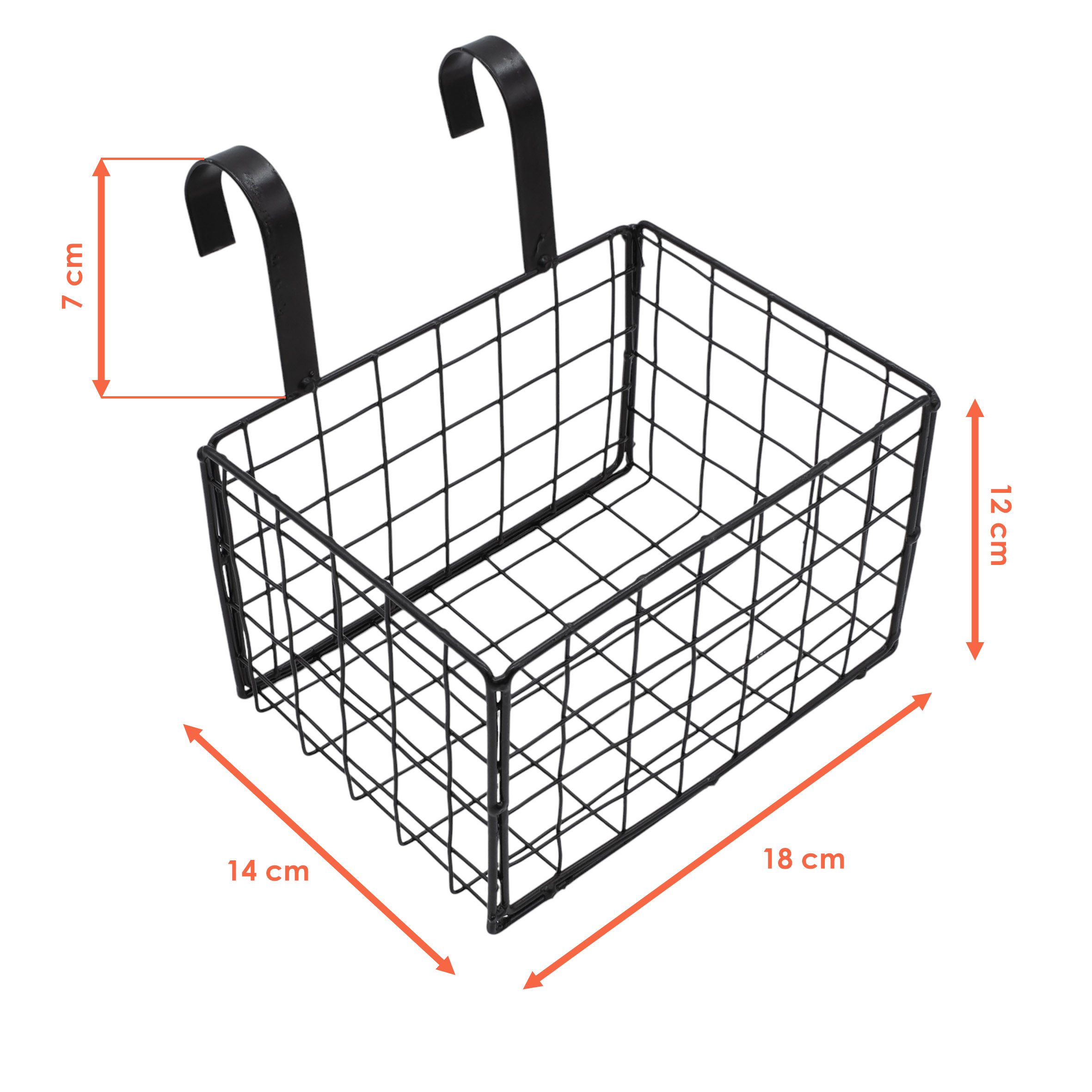 Spetebo Hängekorb Metall Hängekörbchen 18 x 14 cm schwarz (Artikel, 2 St., im Set), Gitter Aufbewahrungskorb zum Aufhängen