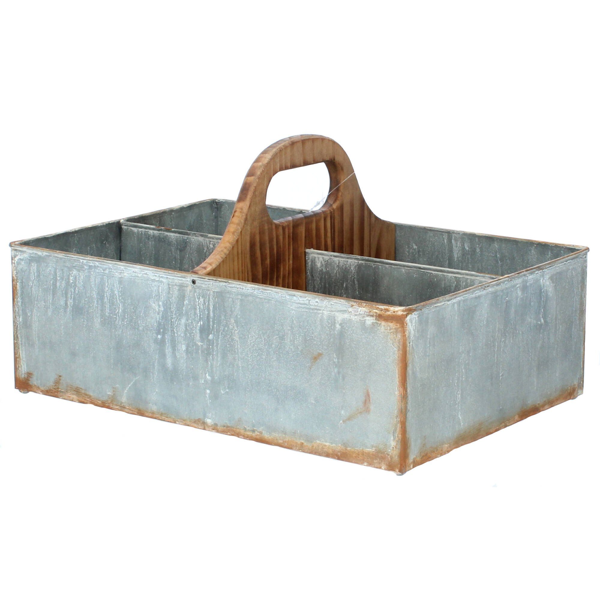 Chic Antique Blumentopf mit 4 Fächer und Griff 41,5x39x22 cm antique zink