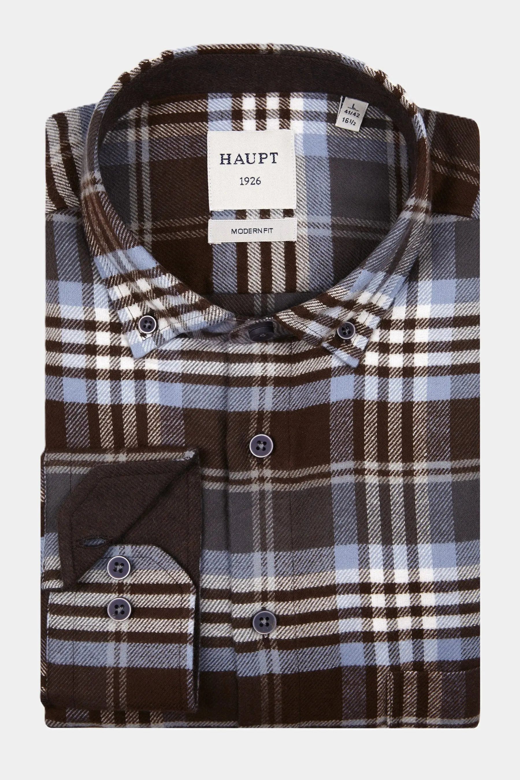 Haupt Langarmhemd Haupt Flanell Modern Fit Langarm Herrenhemd mir kariertem Muster in